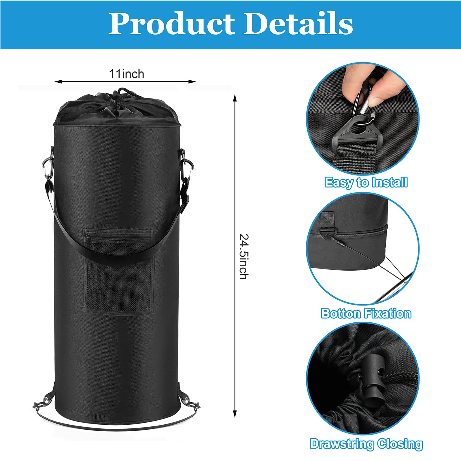 800D Odor & Leak Proof Reusable Boat Trash Bag with 6 Clips & Side Pockets - 10-13 Gallon Marine Garbage Can for Pontoon Boats | Perfect for Fishing Trips, Camping & Outdoor Water Activities