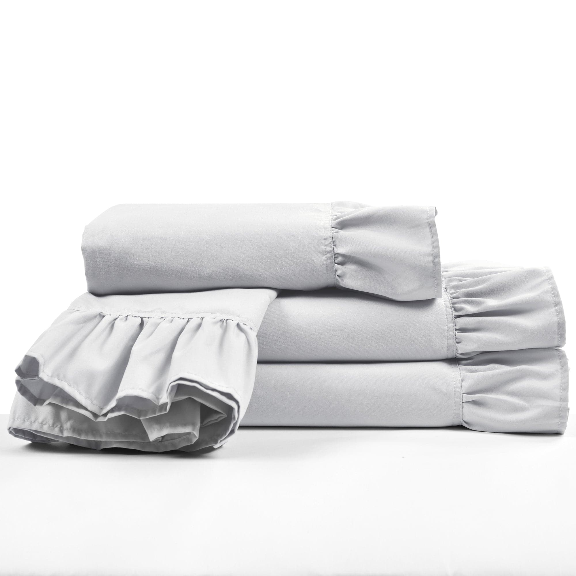 Reyna Ruffle Sheet Set - Queen Size 4-Piece Bedding Set with Floral Lace Trim, Soft Breathable Cotton for Girls & Women - Perfect for Bedroom Decor, Guest Room, and Luxury Hotel Style