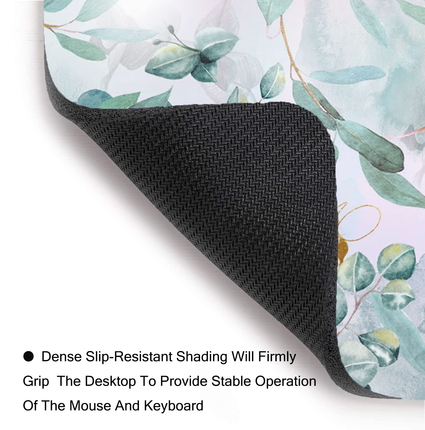 XXL Gaming Mouse Pad - Non-Slip Rubber Base, Waterproof Desk Mat for Work & Gaming | Green Floral Design