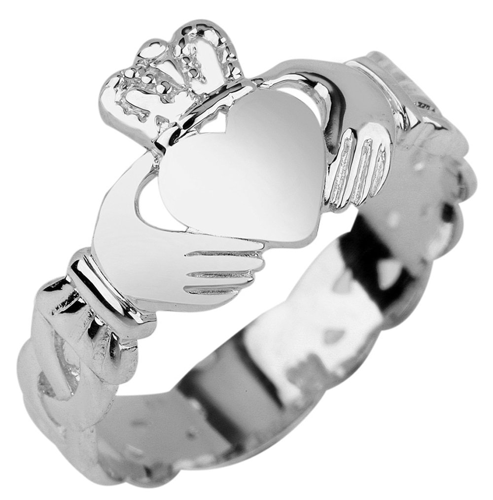 10K White Gold Claddagh Ring - Celtic Trinity Knot Wedding Band for Women, Friendship or Engagement Ring - Perfect for Irish Heritage Gifts, Anniversary & Romantic Occasions