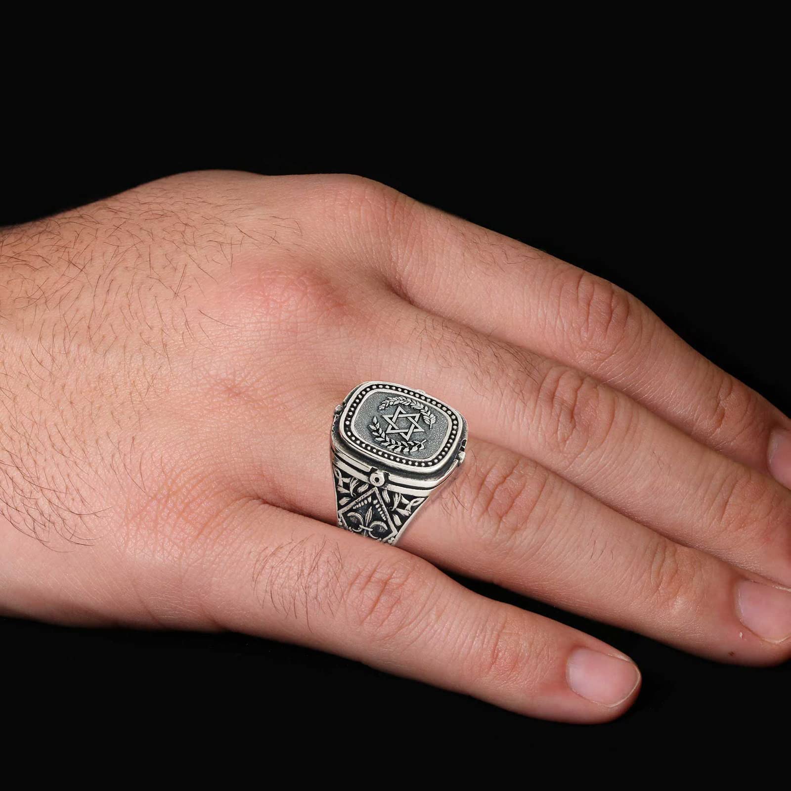 Handmade Star of David Ring - Custom Hebrew Shield of David Jewelry, 14K Gold Plated Magen David Statement Ring for Men & Women - Perfect for Hanukkah, Bar Mitzvah & Jewish Holiday Gifts