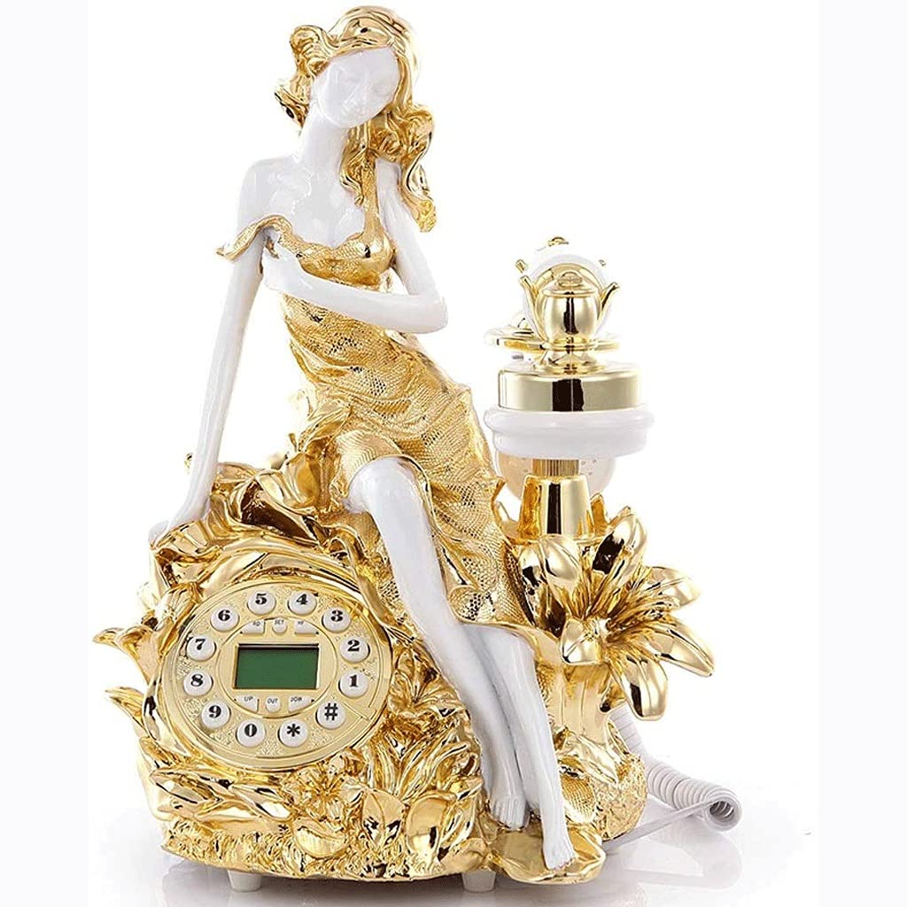 Vintage Retro Rotary Dial Telephone - Antique Golden Landline Phone for Home & Office Decor | Classic Beauty Phone for Vintage Lovers, Collectors & Themed Parties