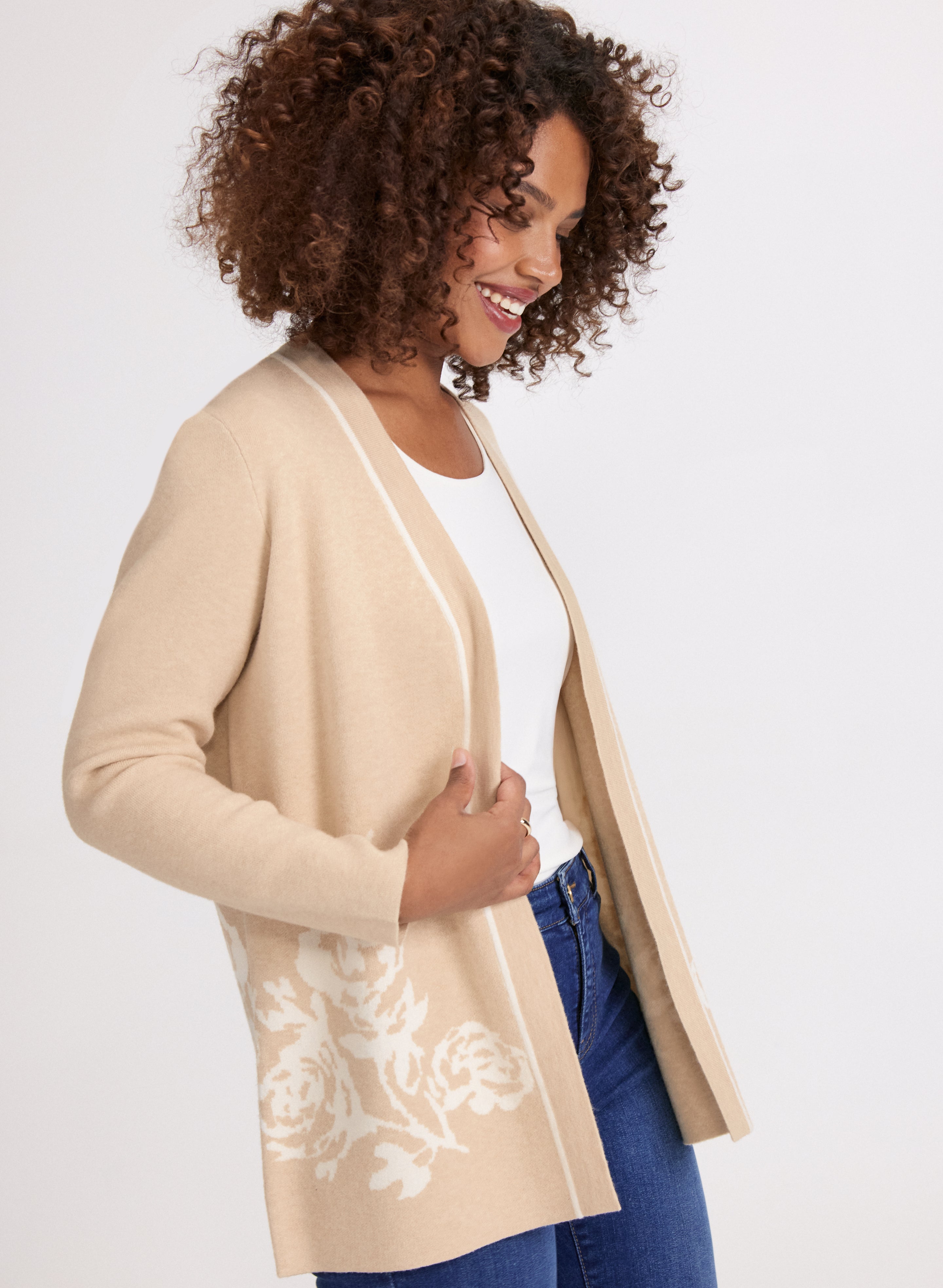 Floral Print Open Front Cardigan for Women - Lightweight Knit Cover-Up for Spring & Summer - Perfect for Layering, Beach Cover-Ups & Casual Outfits