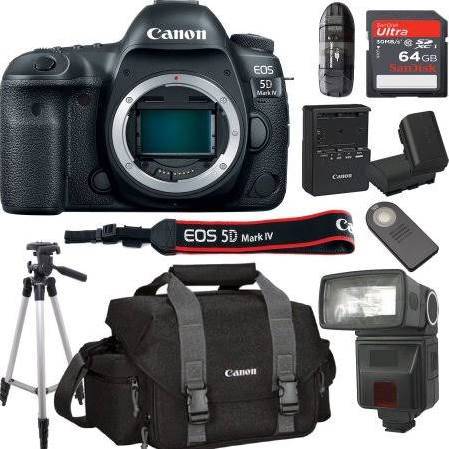 Canon EOS 5D Mark IV Full Frame DSLR Camera Body with 64GB SD Card & Deluxe Camera Bag - Professional Photography, Wedding, Travel & Vlogging Gear