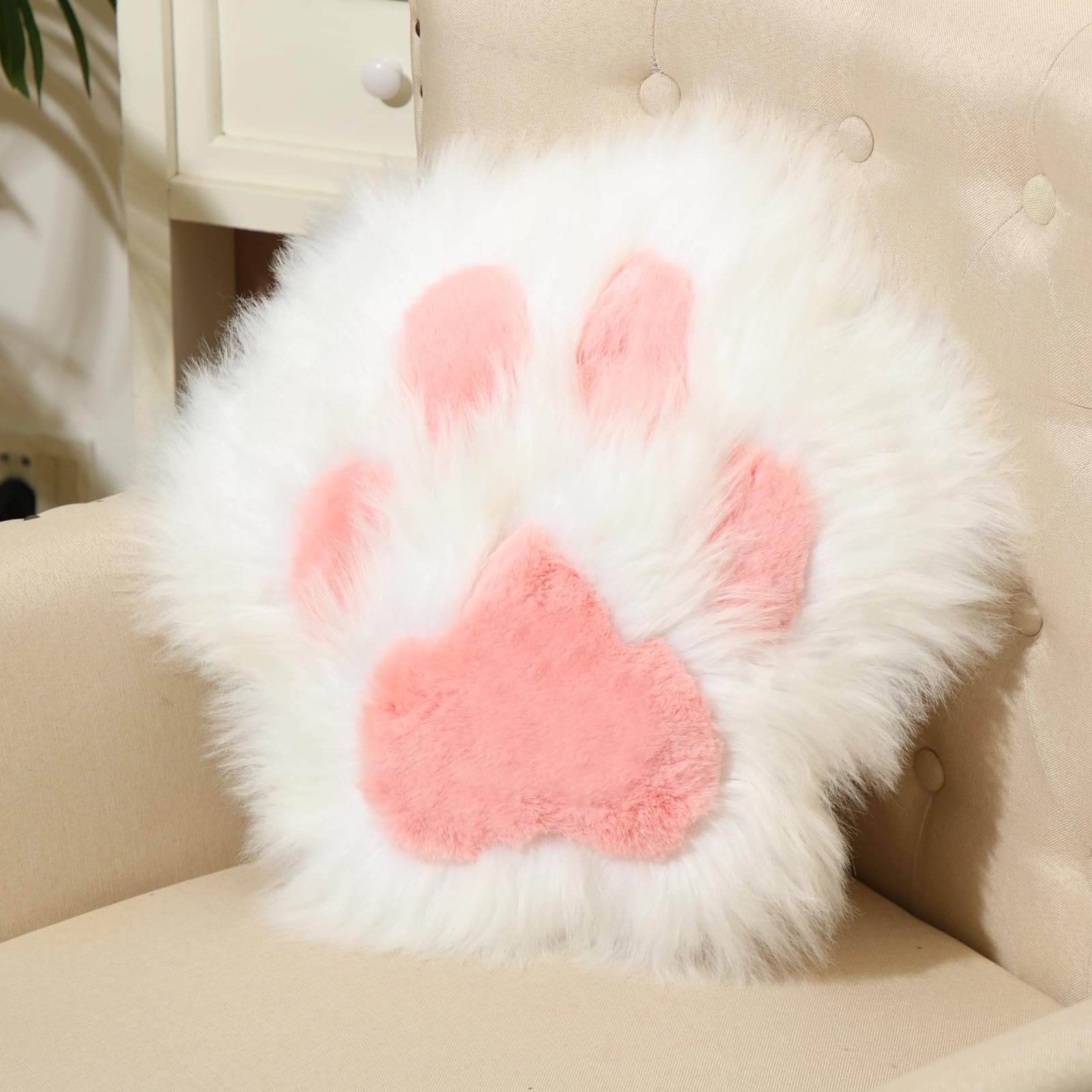 Soft Pink Cat Paw Pillow - 19.6 Inch Plush Throw Cushion for Floor Seating, Home Decor & Pet Lover Gifts | Perfect for Living Room, Bedroom & Cozy Reading Nooks