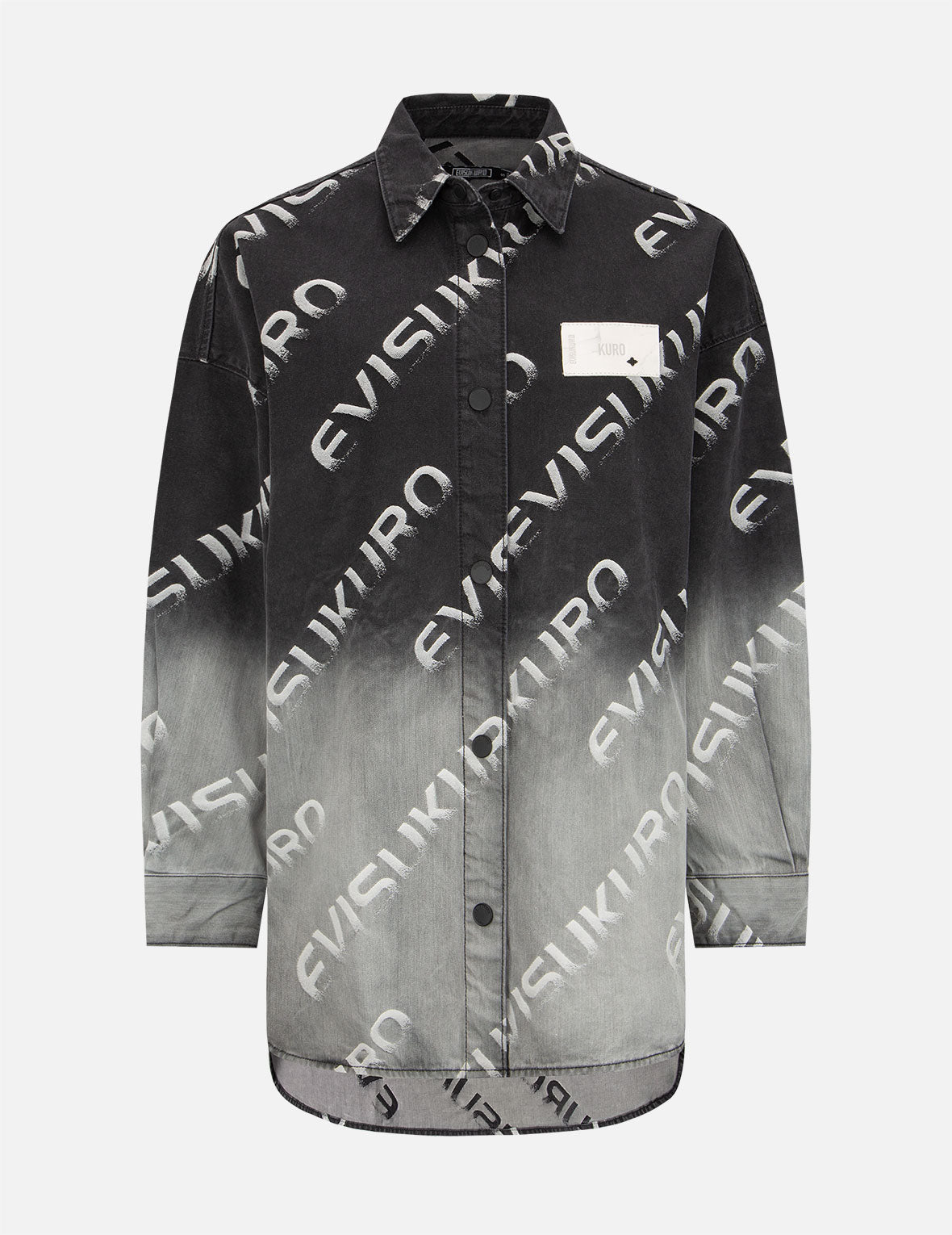 Degraded Oversized Logo Jacquard Shirt Jacket for Men - Trendy Streetwear & Casual Layering Outfits