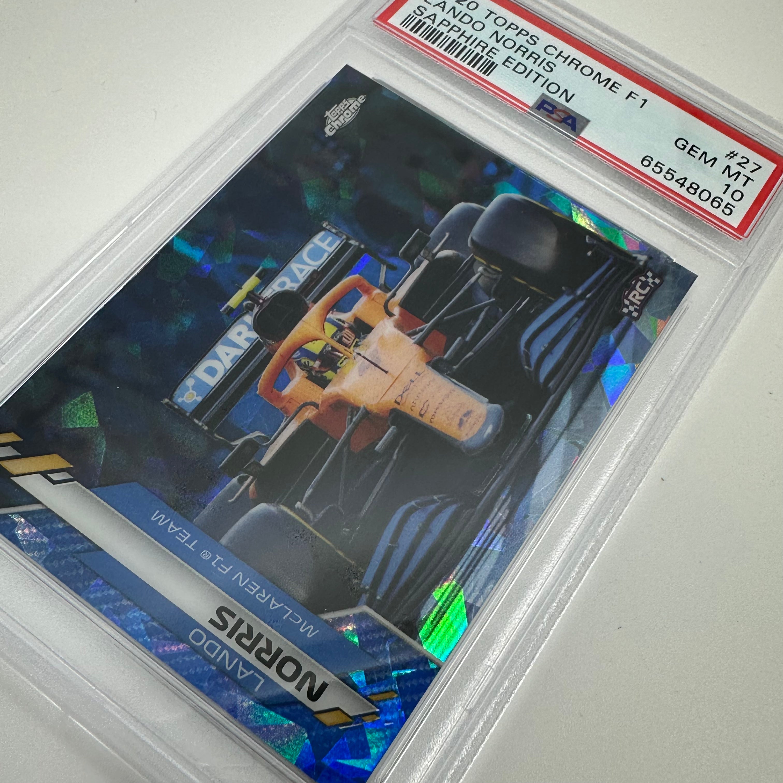 2020 Topps Chrome F1 Lando Norris #27 PSA 10 Sapphire Rookie Card - Perfect for Collectors, Racing Fans & Investment - Display in Home, Office or Sports Memorabilia Collection