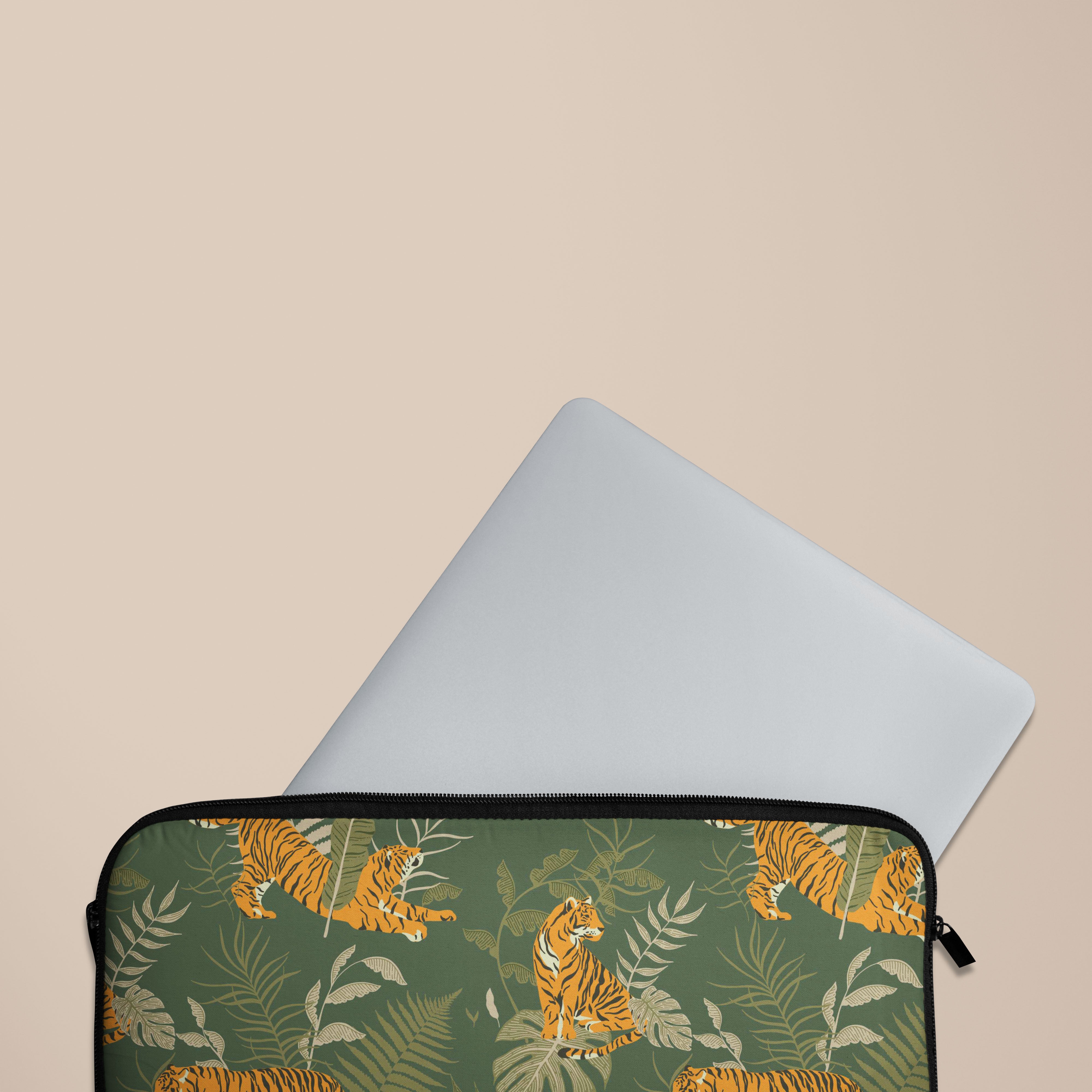 Premium Yellow Tiger Print Laptop Sleeve - 13 Inch Laptop Case with Soft Padding & Water Resistant Protection - Perfect for Work, School & Travel Accessories