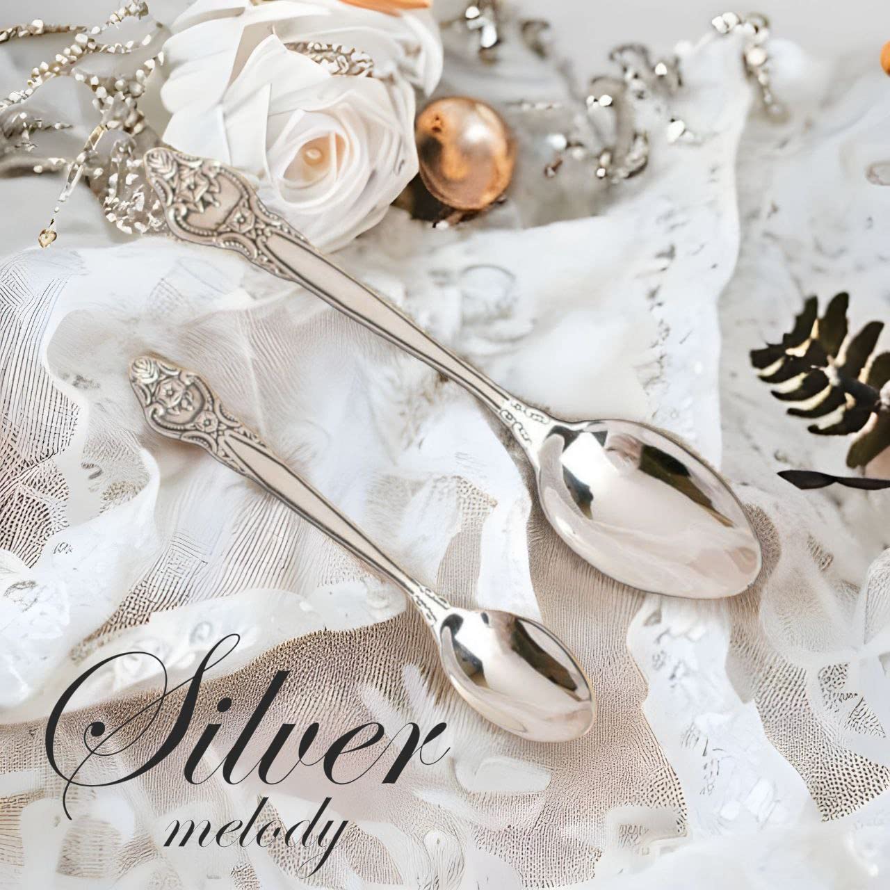 925 Sterling Silver Teaspoon Set - Engraveable Rosette Design Silverware Utensils (24g) - Perfect for Tea Lovers, Bridal Shower Gifts & Keepsake Jewelry