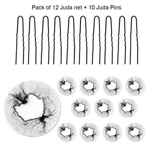 Women's Paradise Bun Juda Hair Cover & Net Set - 10 Pins & 12 Nets Combo (1pc 30g) for Hijab, Prayer & Everyday Hair Protection