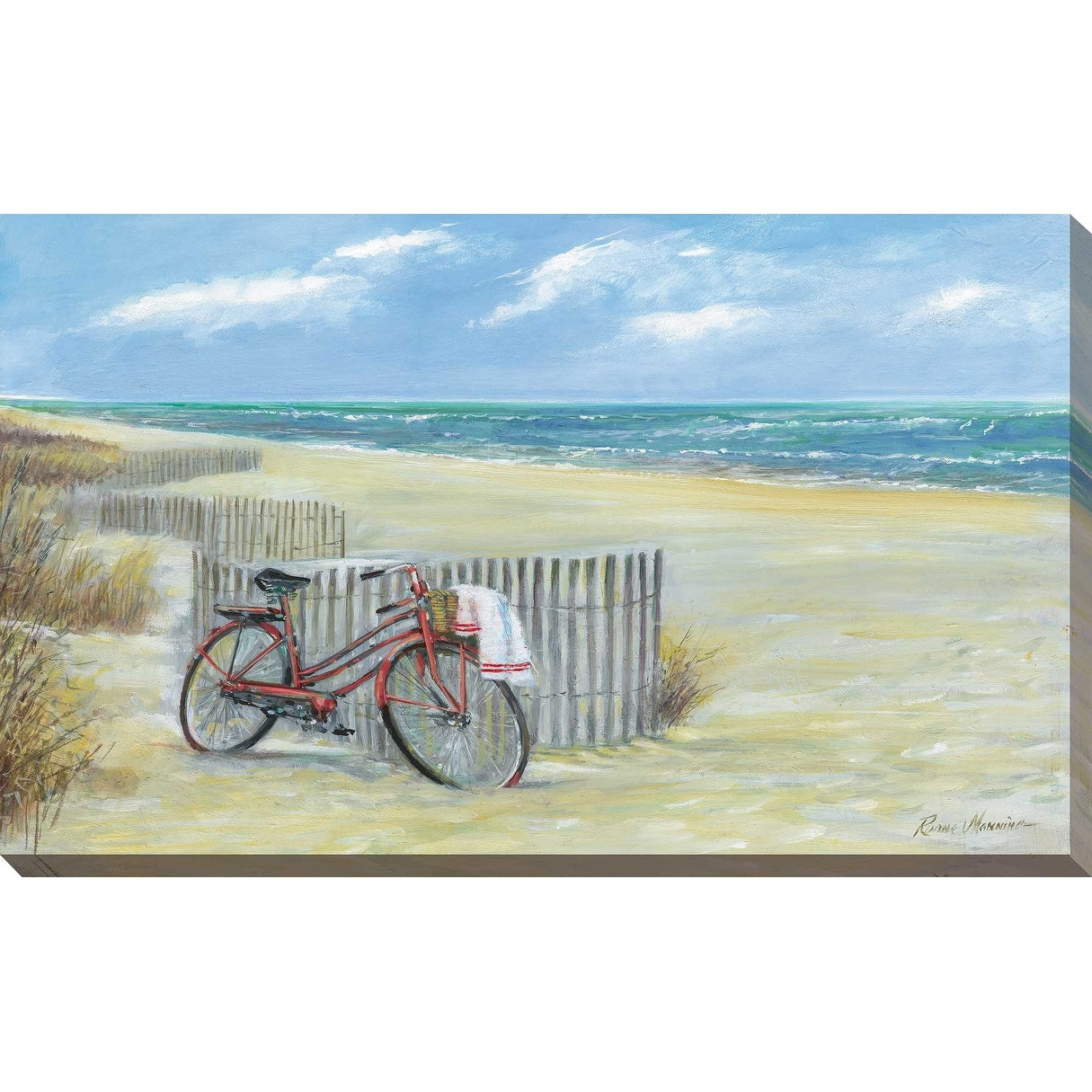 Bike to the Beach by Ruane Manning - Premium Canvas Wall Art Print - Coastal Cycling Decor for Living Room, Bedroom & Office