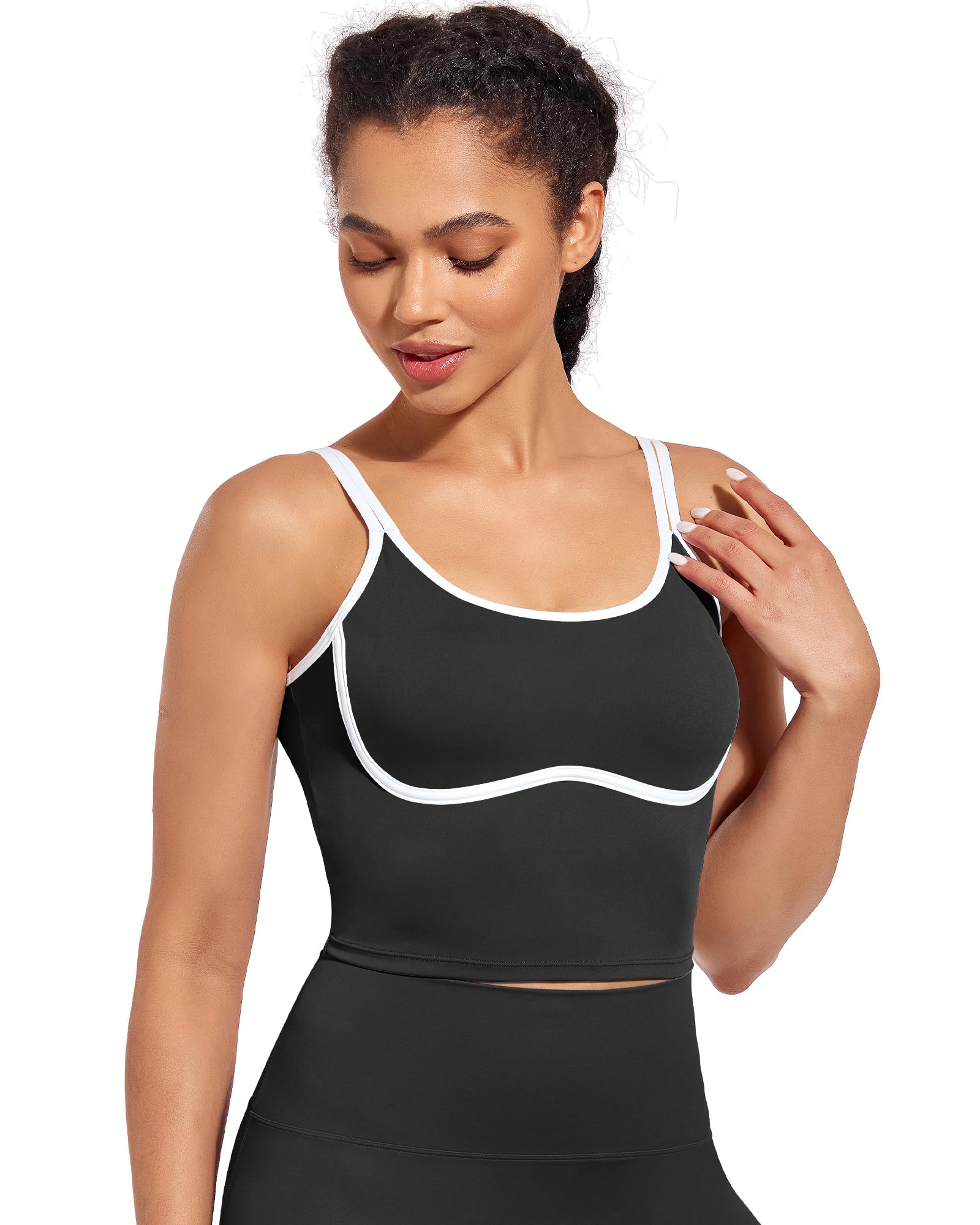 XUNYU Women's Longline Sports Bra - High Support Workout Top with Built-in Bra, Yoga Tank Top, Scoop Neck Athletic Shirt for Running, Gym & Yoga | Breathable & Comfortable Activewear