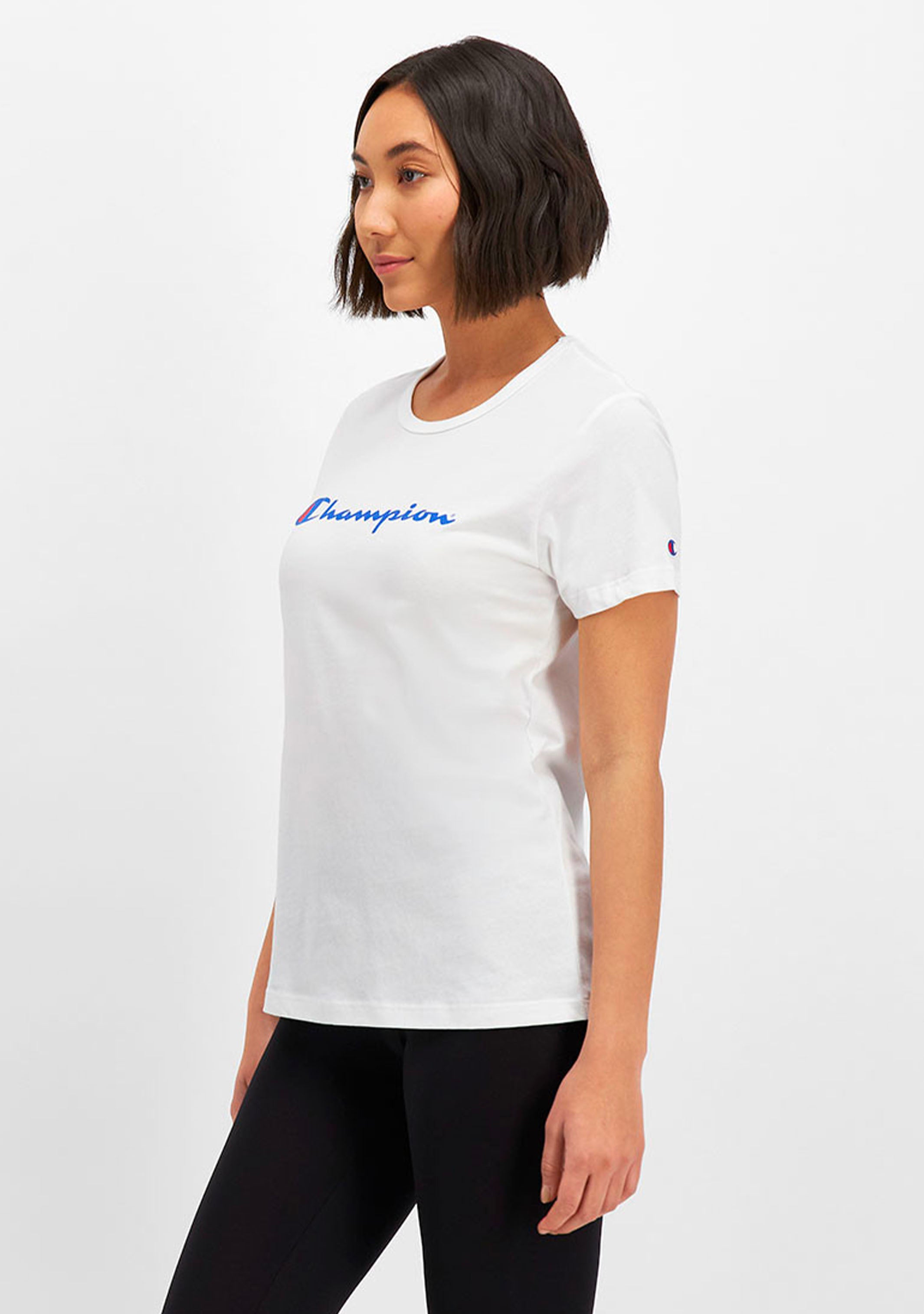 Champion Women's Script Logo Short Sleeve T-Shirt - Soft Cotton Casual Tee for Everyday Wear, Gym, and Outfits