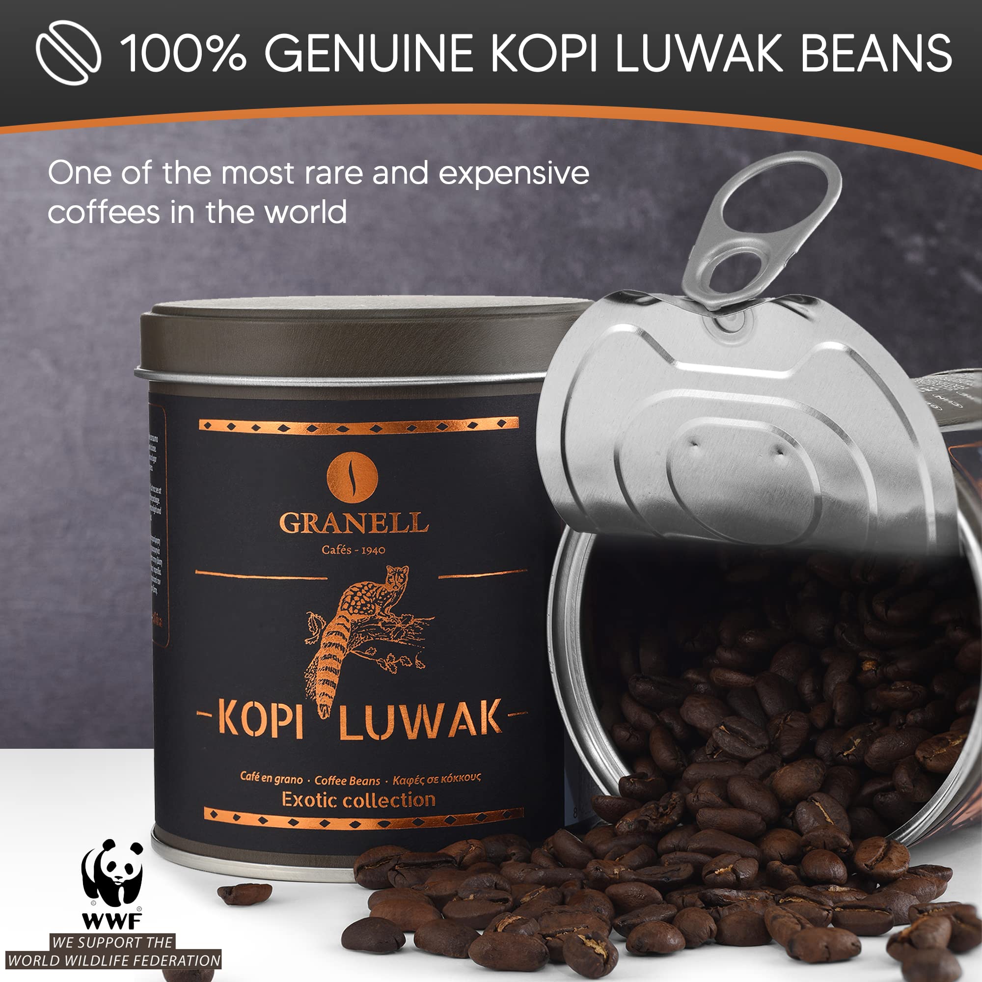Premium Wild Civet Arabica Coffee Beans - Medium Roast Indonesian Luwak Gourmet Coffee (100g) - Perfect for Gifts, Home Brewing & Special Occasions