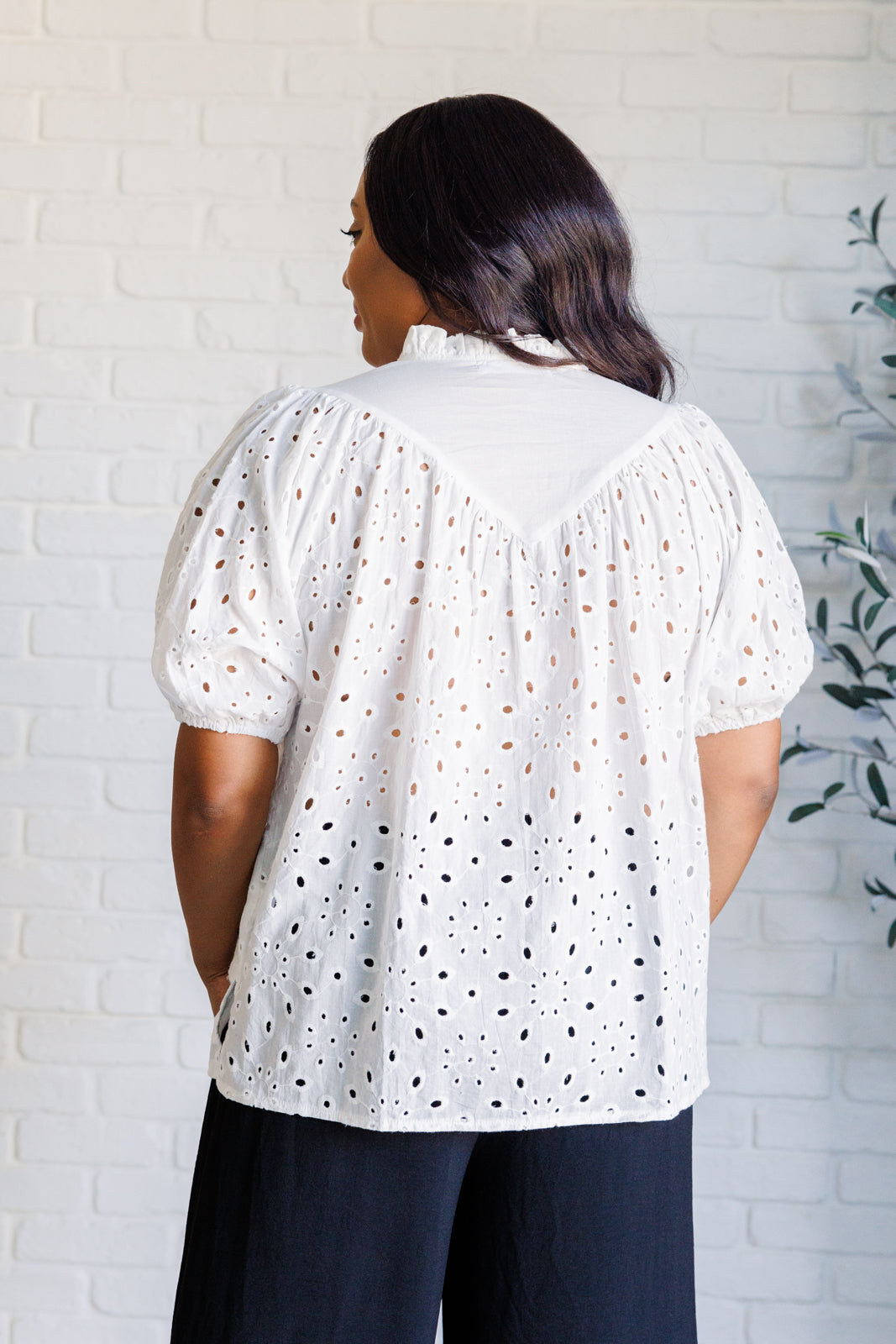 Elegant Eyelet Lace Blouse for Women - Breathable Summer Tops with Feminine Details | Perfect for Office Wear, Date Nights & Casual Outfits