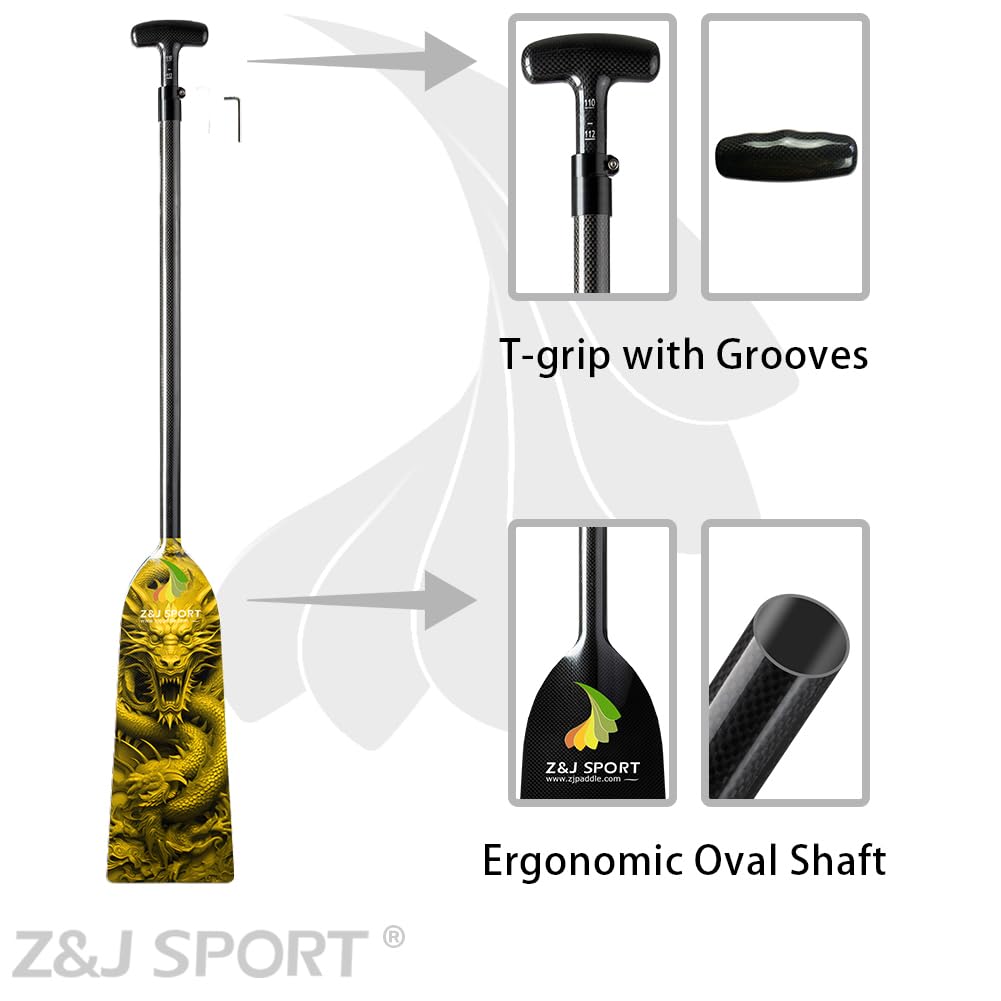 Premium Adjustable Dragon Boat Paddle - IDBF Approved Carbon Fiber Racing Paddle with Dragon Design & Adjustable T-Handle for Competitive Rowing | Perfect for Dragon Boat Racing, Team Training, and Water Sports Enthusiasts