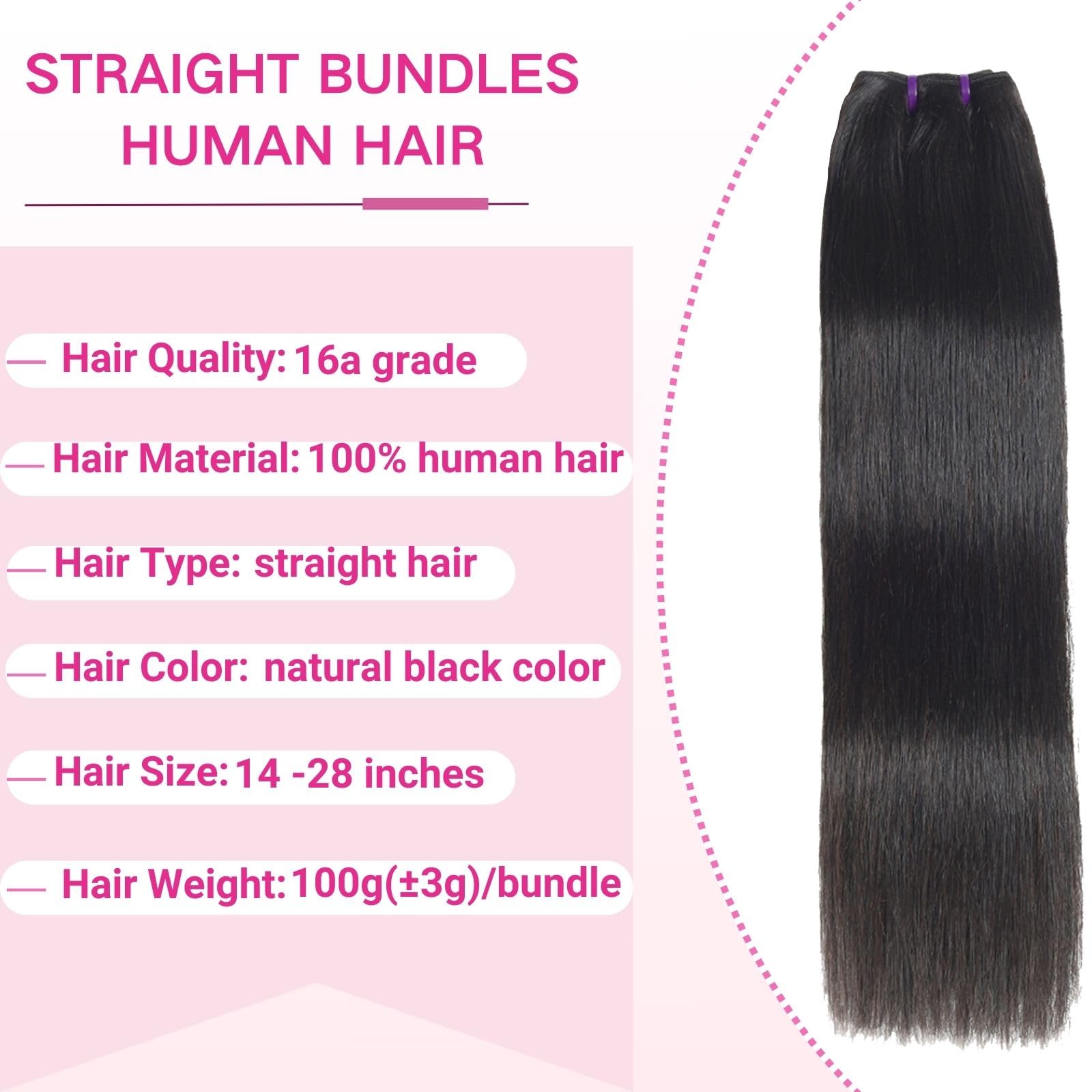 Beauty Queen 3 Bundles 16A Grade Brazilian Virgin Human Hair Extensions - 20 20 20 Inch Unprocessed Straight Hair for Sew-In Weave (Natural Black) | Perfect for Daily Styling, Special Occasions & Salon Quality Looks
