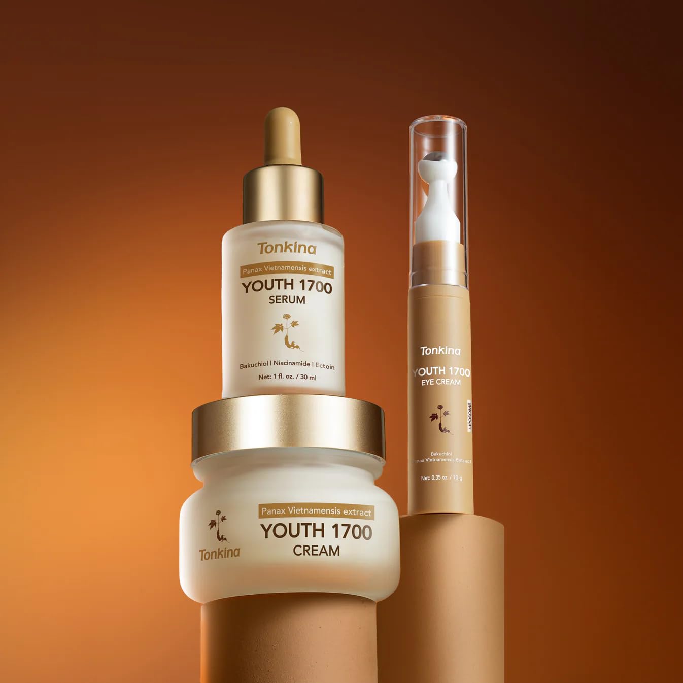 Youth 1700 Essential Trio Set - Vietnamese Ginseng Anti-Aging Skin Care Kit for Skin Firming & Moisturizing | All Skin Types | Daily Hydration & Wrinkle Reduction Routine