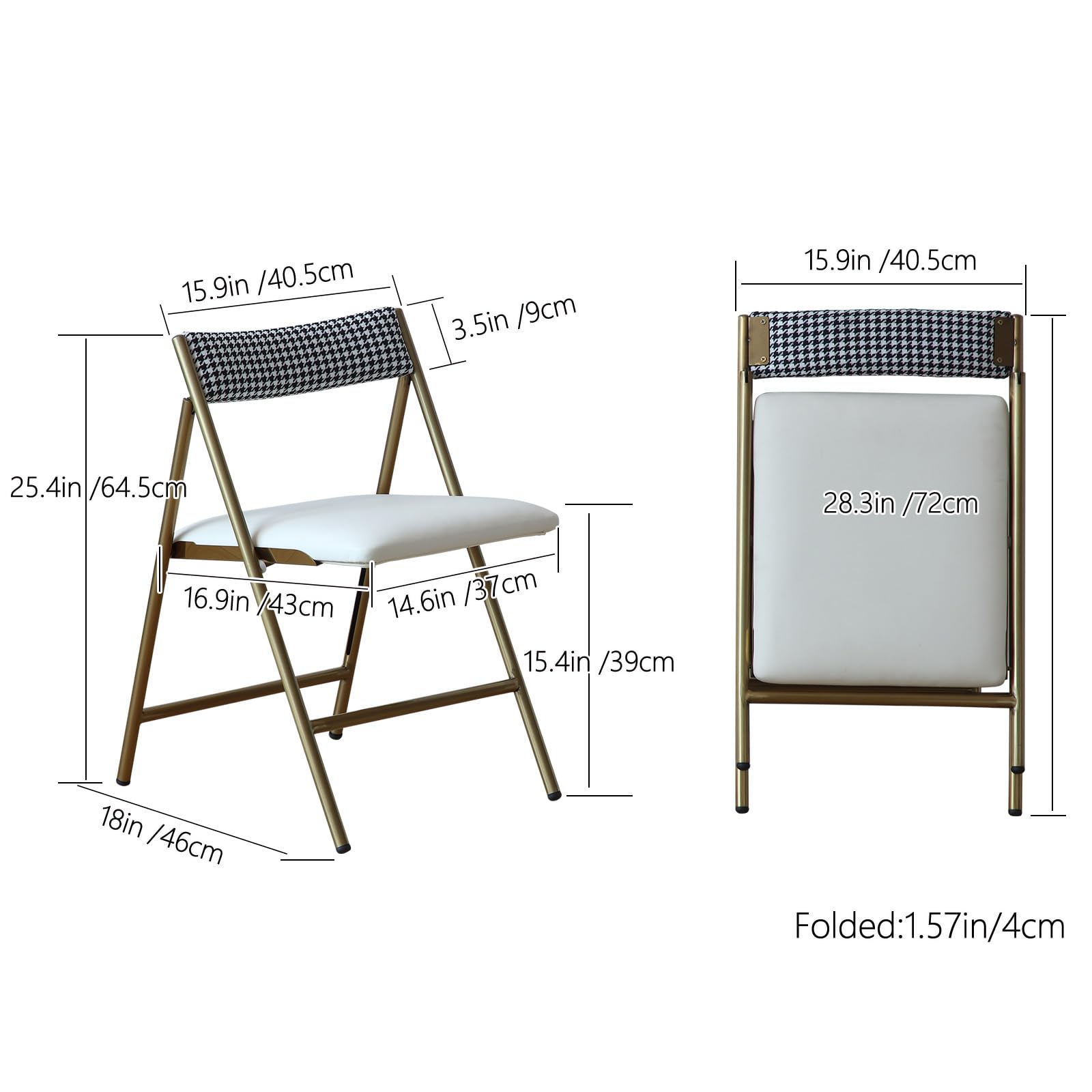 FUNROLUX 2-Pack Folding Dining Chairs with Padded Seat - Metal Foldable Chairs for Kitchen, Dining Room, Party & Outdoor Events - Space-Saving Gold Chairs (Perfect for Small Spaces & Entertaining)