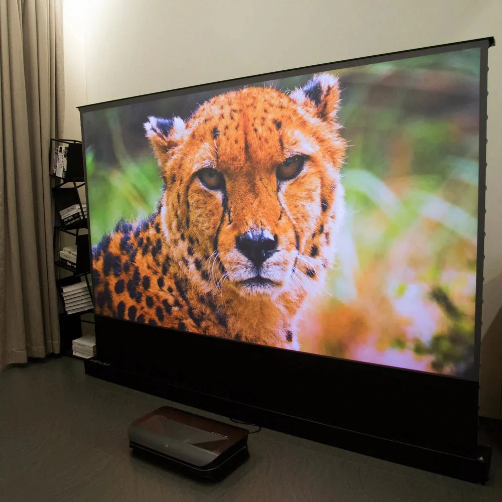 AWOL Vision LTV 3000 Pro 4K Laser Projector with 100-120 Inch ALR Floor Rising Screen Bundle - Perfect for Home Theater, Outdoor Movie Nights, and Gaming Setups
