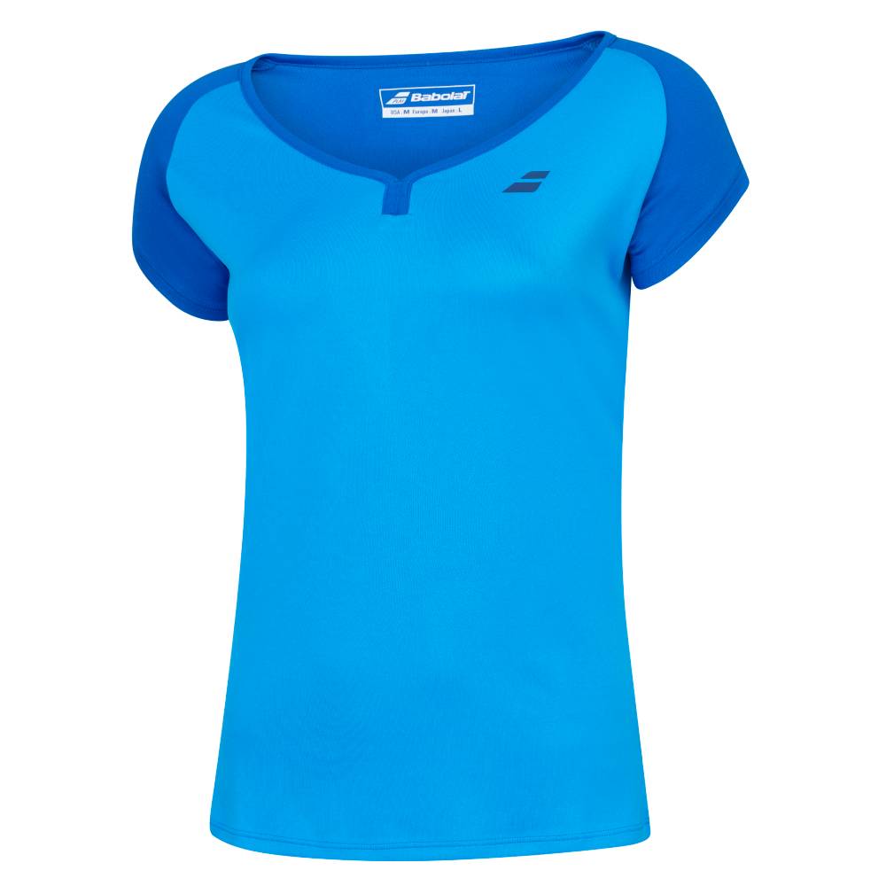 Babolat Women's Play Cap Sleeve Tennis Top - Breathable Moisture-Wicking Performance Shirt for Women (Blue) - Perfect for Tennis, Pickleball & Active Workouts