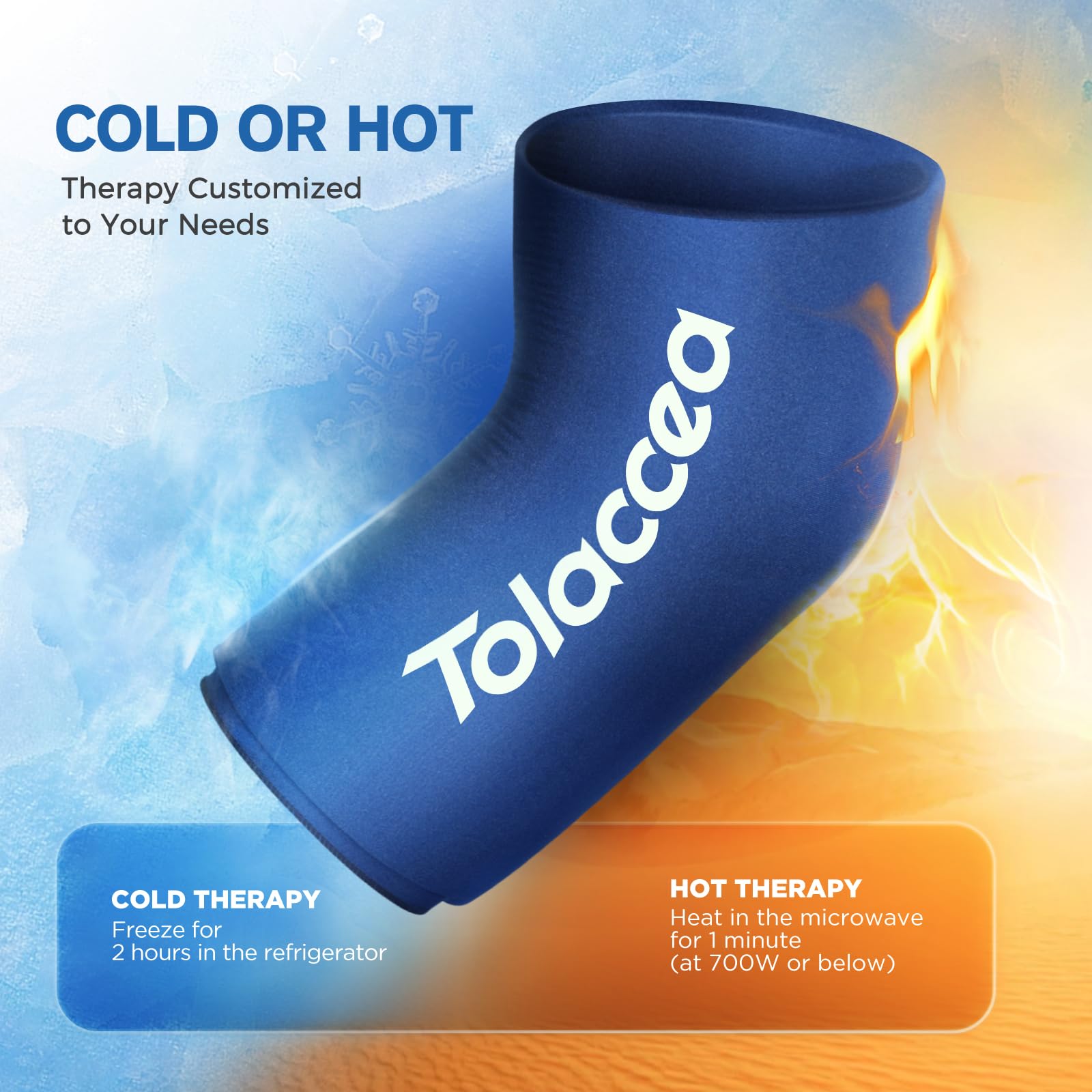 Reusable Elbow & Knee Ice Pack - Flexible Cold Therapy Compression Sleeve with Gel for Shin Splints, Calf Strain, Tennis Elbow, Tendonitis Pain Relief - Medium Size (Blue) - Perfect for Sports Injuries, Post-Workout Recovery & Joint Pain Management