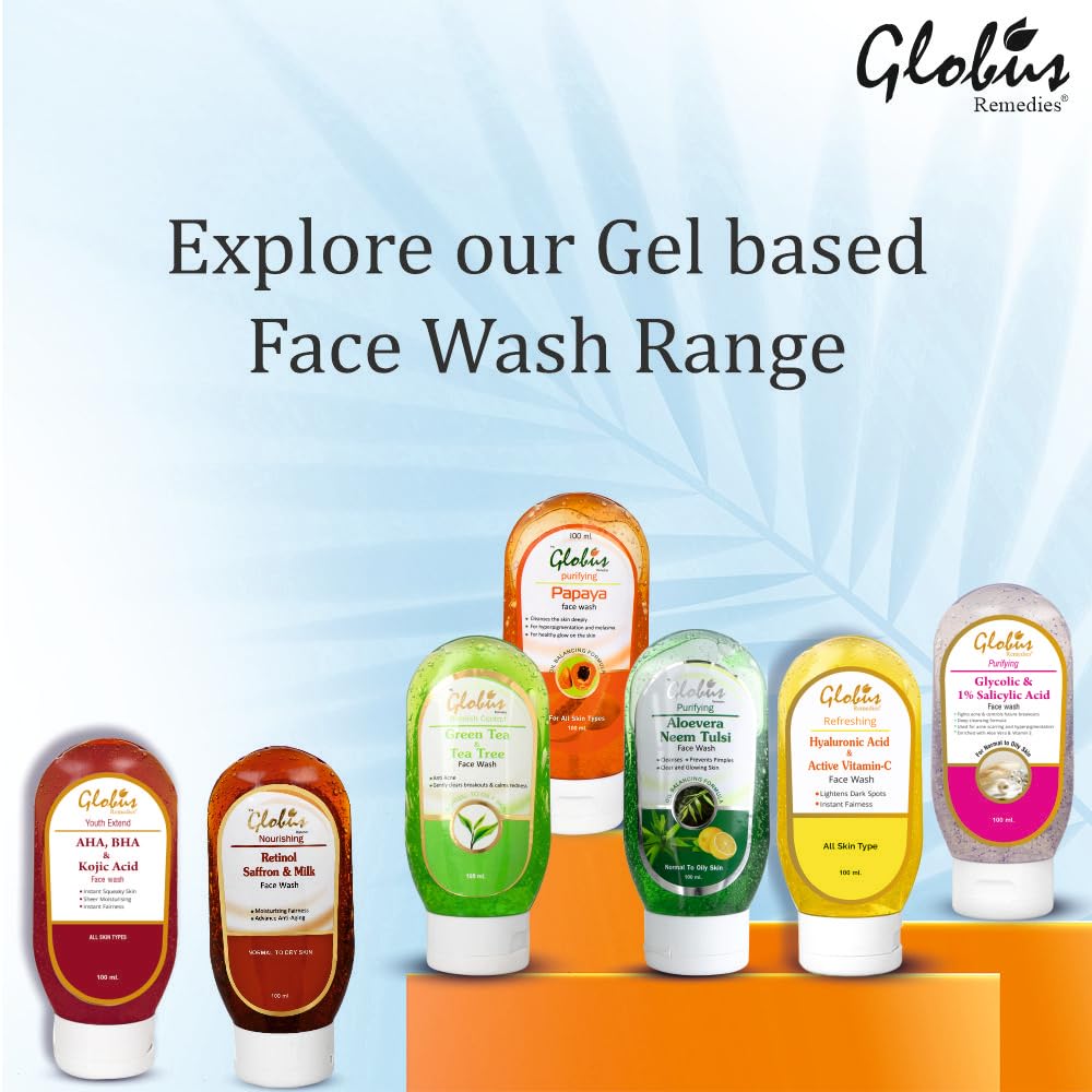 Globus Pimple Clear Face Wash with Glycolic & Salicylic Acid for Acne Treatment - 100ml (Pack of 4) | Deep Cleansing & Exfoliating Facial Cleanser for Oily & Sensitive Skin | Daily Skincare Routine for Teens & Adults