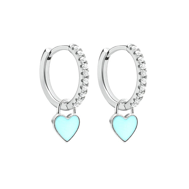 Colorful Enamel Heart Charm Drop Earrings for Women - Dainty Valentine's Day Gift, Date Night Jewelry, Bridesmaid Accessories
