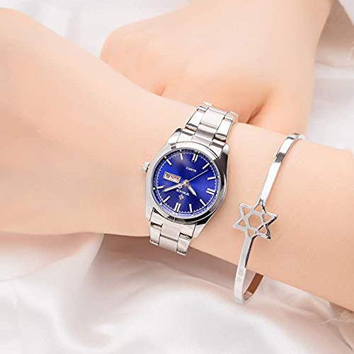 MASTOP Women's Silver Stainless Steel Watch - Waterproof, Luminous for Office & Evening Wear
