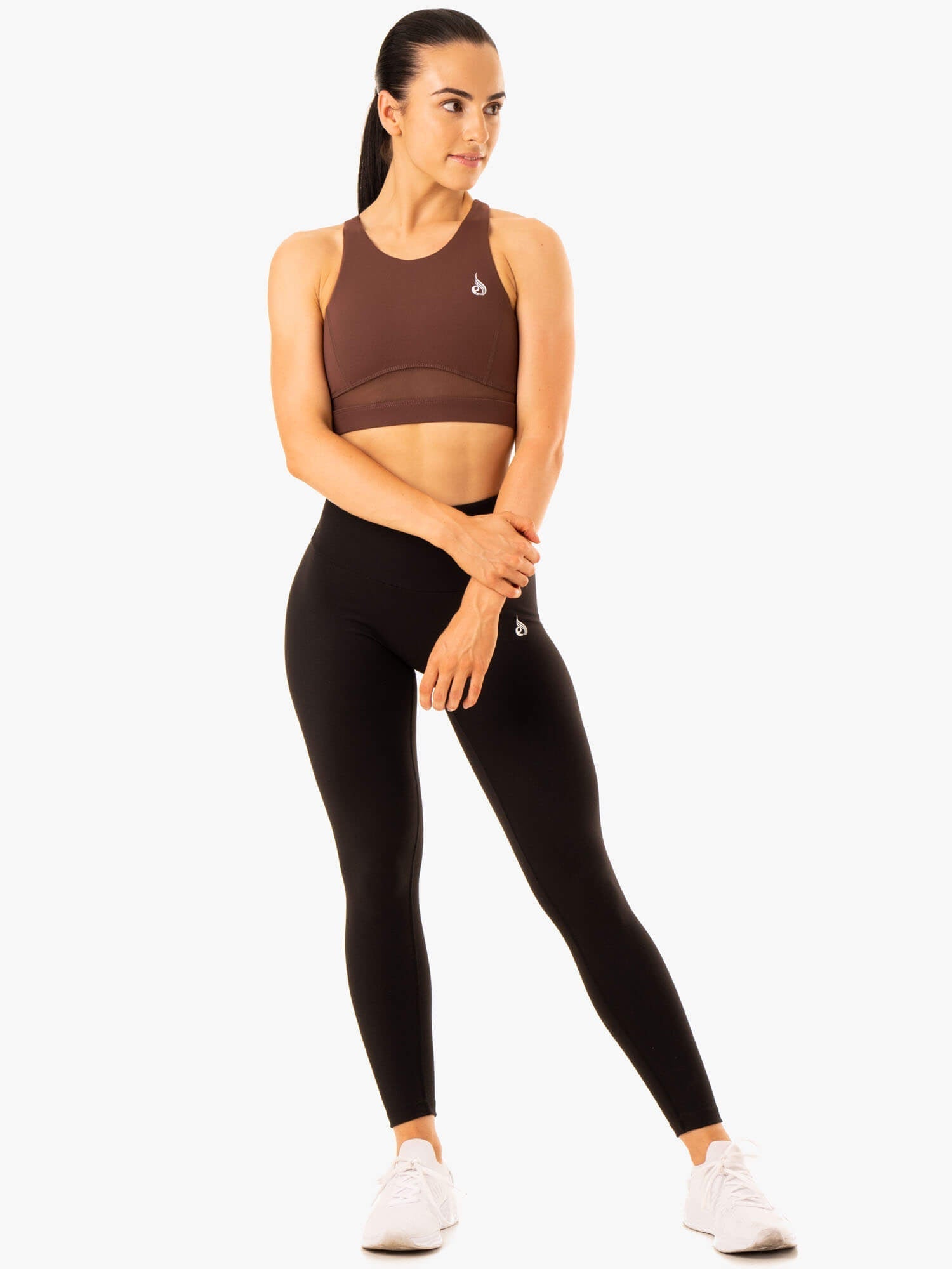 Amazon Women's High Support Mesh Sports Bra - Chocolate Brown - Breathable & Comfortable for Running, Yoga & Gym Workouts
