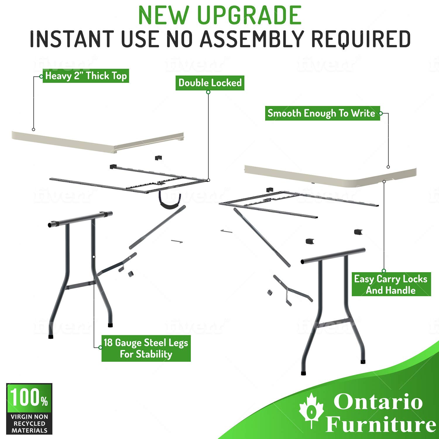 8 Foot Rectangular Plastic Folding Table (30
