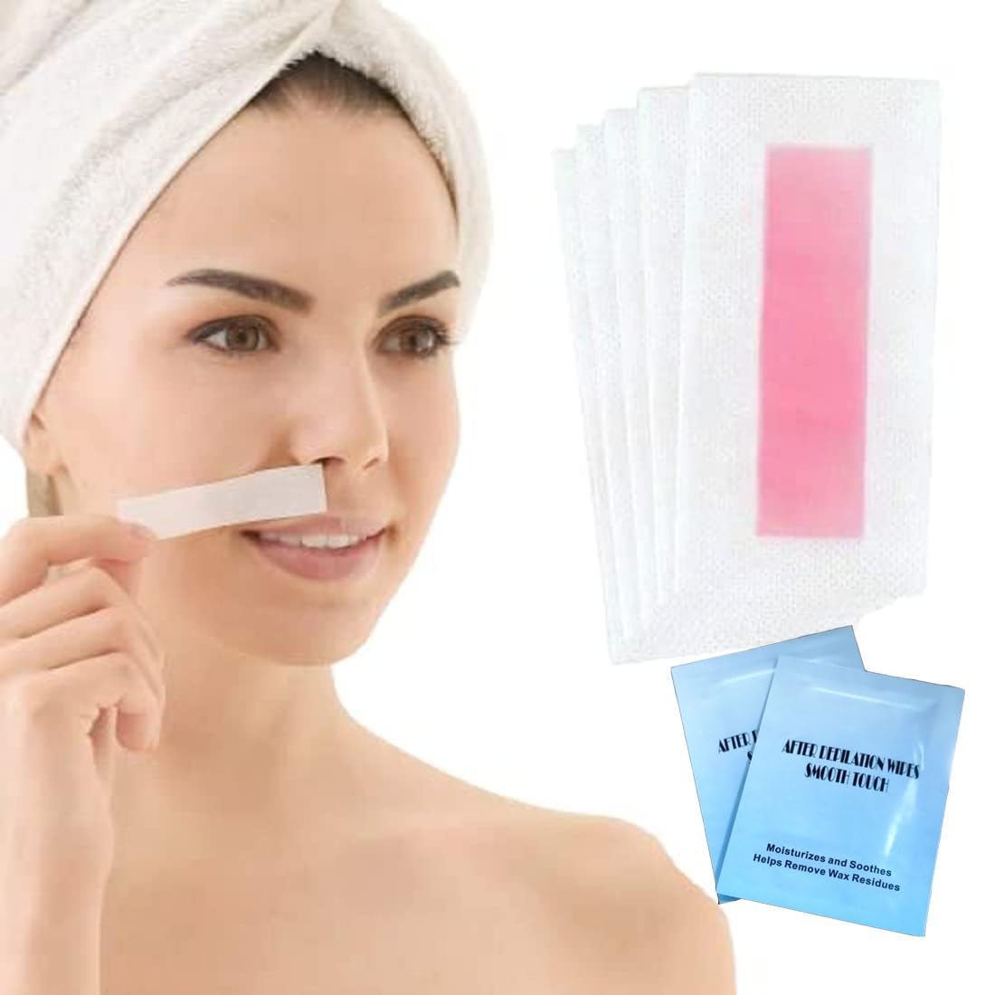 Ghelonadi Ready-to-Use Cold Wax Strips for Eyebrows, Face, Upper Lip & Chin - Hair Removal Waxing Kit for Women & Girls (1 Count) - Perfect for At-Home Salon Smooth Skin Care
