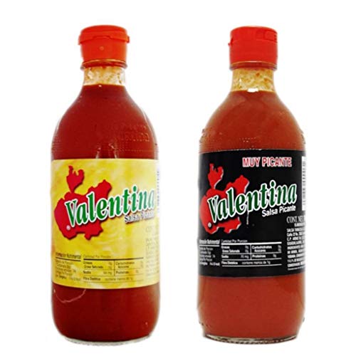 Valentina Hot & Extra Hot Mexican Hot Sauce - Black & Yellow Label 12.5oz (Pack of 2) - Perfect for Tacos, Wings & Bloody Marys