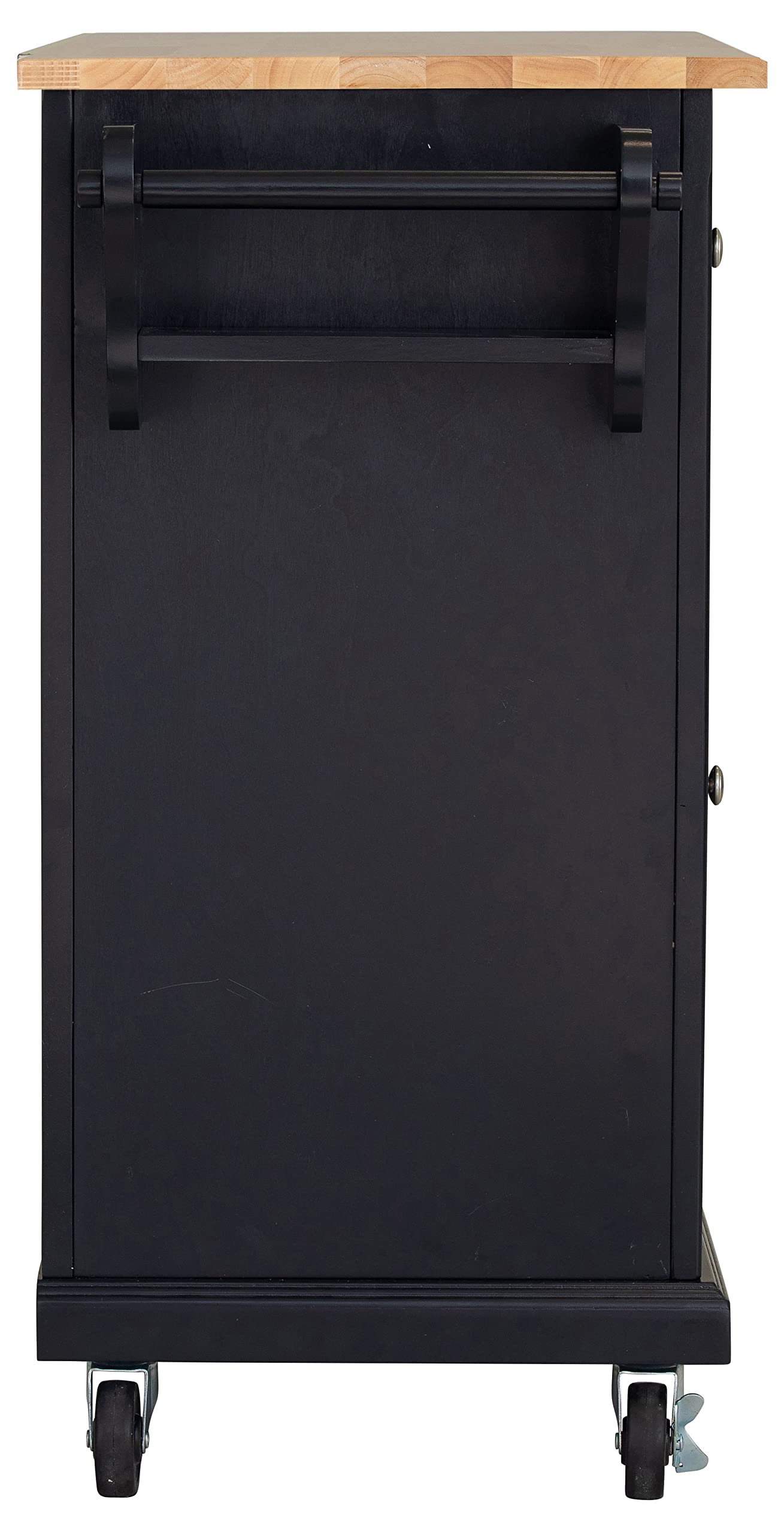 Glenwillow Home Kitchen Cart in Antique Black with Wood Top - Rolling Island Cart with Storage Shelf for Small Spaces, Perfect for Kitchen, Dining Room or Office Organization
