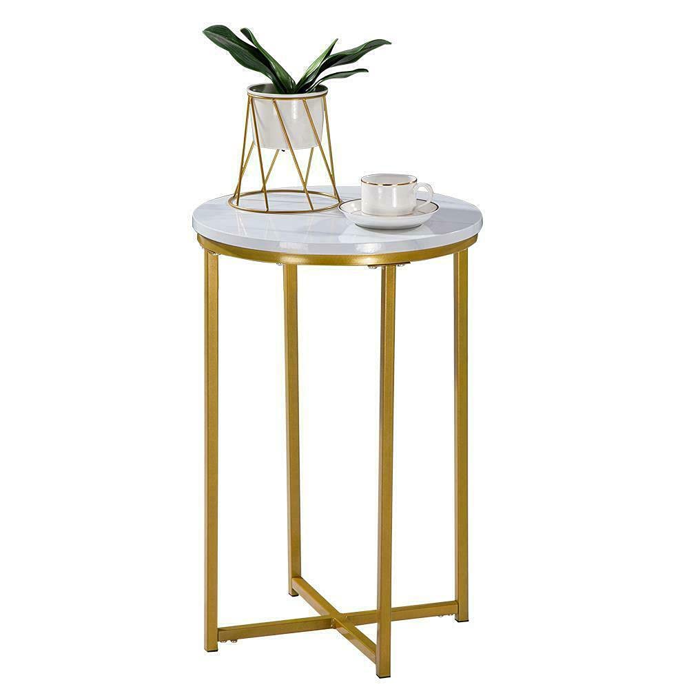 Modern Industrial Round Marble Dining Table - Stylish Bar, Coffee, Console & Side Table for Lounge, Patio & Outdoor Use