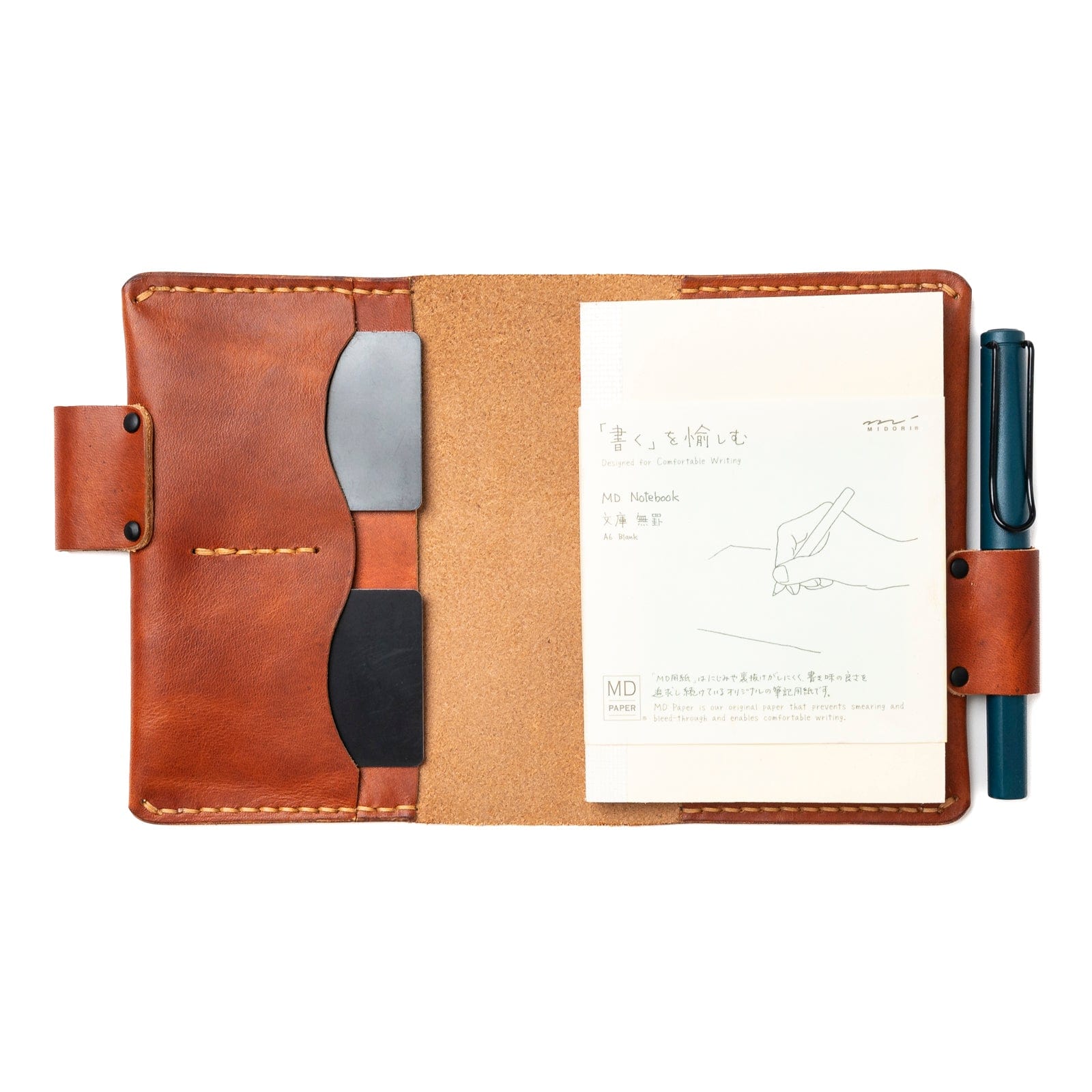 Premium Leather Midori MD A6 Notebook Cover - Handmade Genuine Leather Journal Cover for Travelers, Writers & Planners - Perfect for Bullet Journaling, Sketching & Daily Note Taking