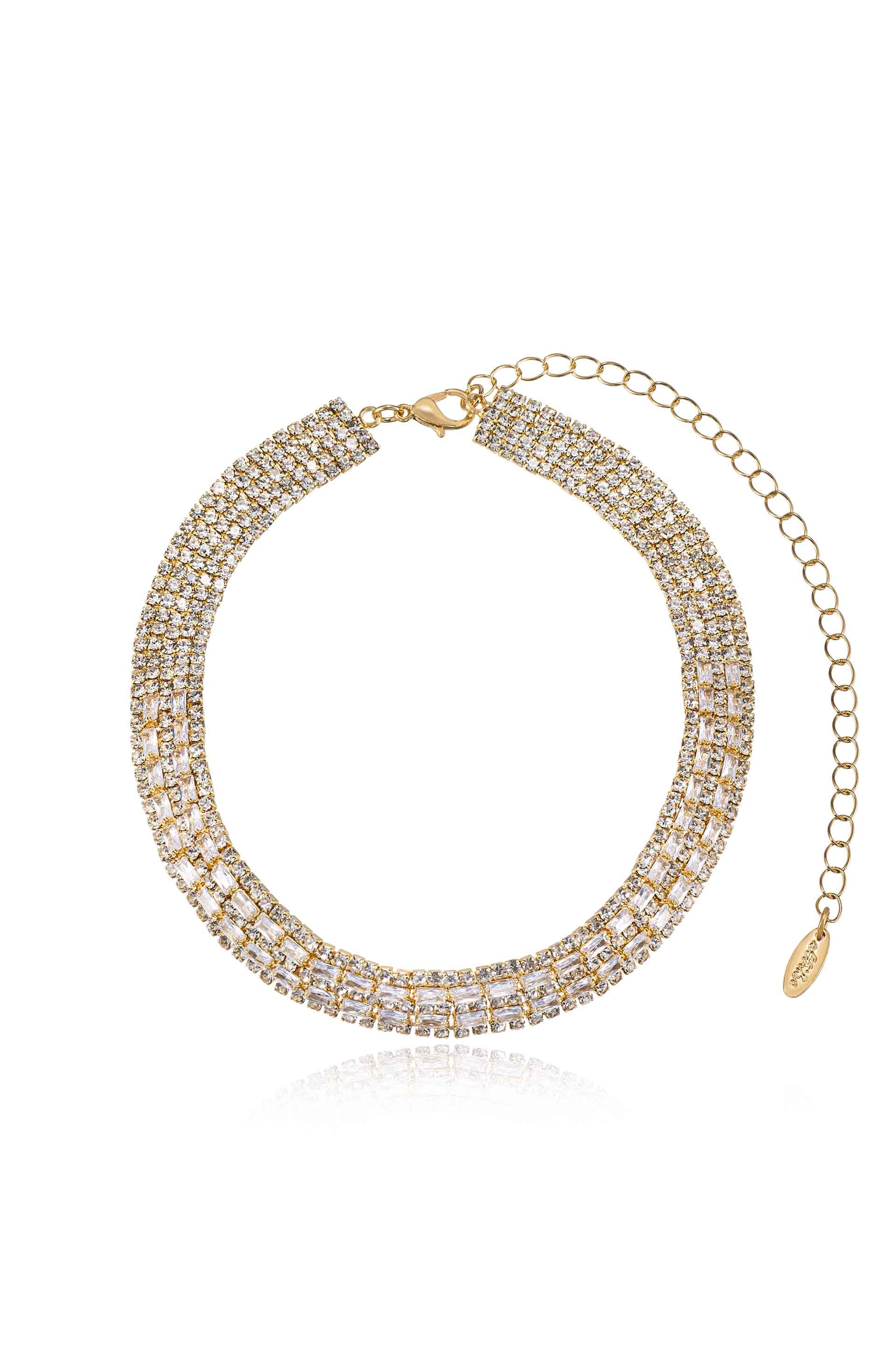 Elegant Crystal Choker Necklace for Women - Sparkling Rhinestone Statement Collar Jewelry - Perfect for Parties, Weddings & Evening Events