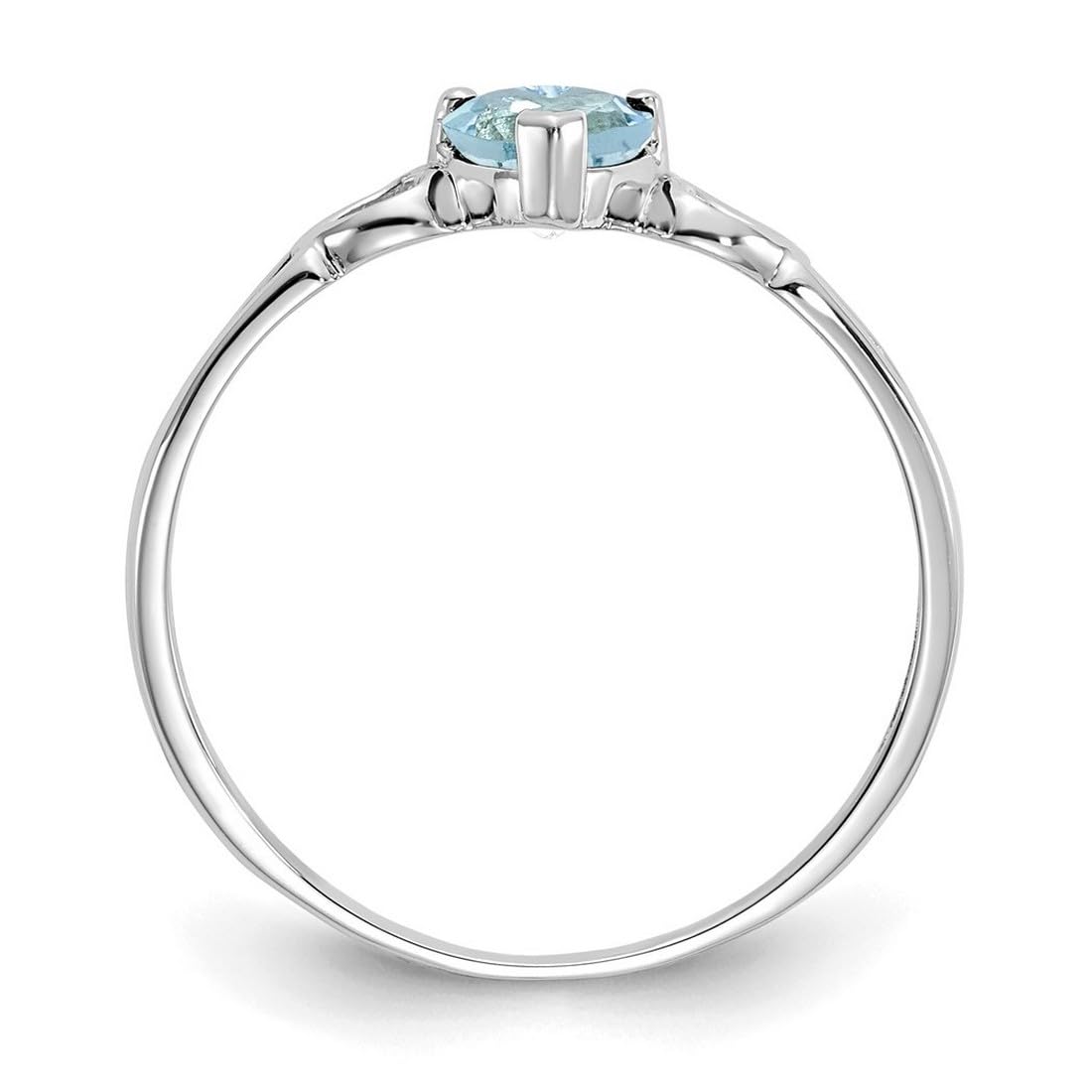 10K White Gold Polished Aquamarine Ring for Women - Size 6 | Elegant Birthstone Jewelry for Engagement, Anniversary & Special Occasion Gifts