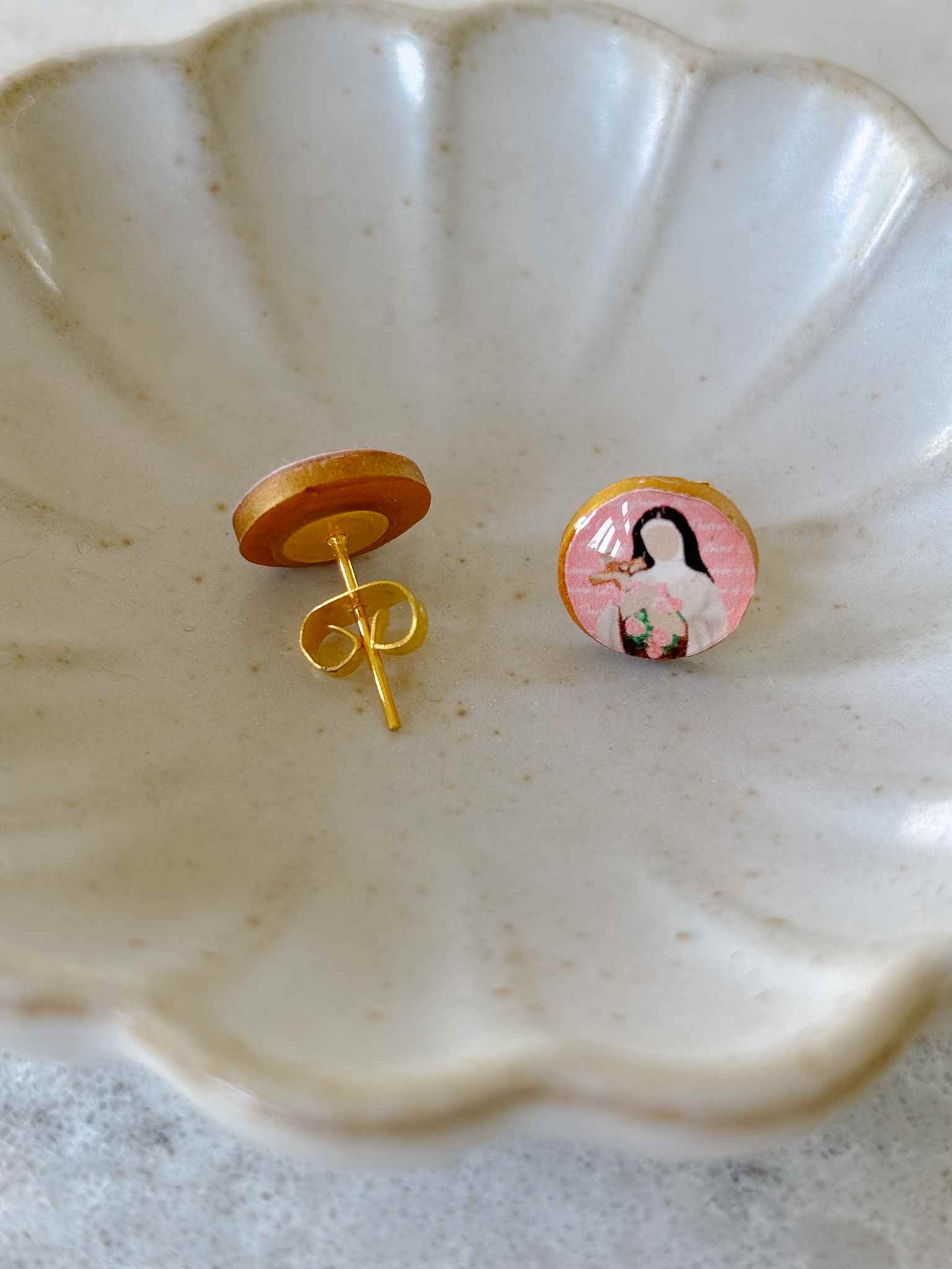 Handmade St. Therese Rose Gold Earrings for Women - Religious Jewelry Gift for Baptism, First Communion & Catholic Devotion - Elegant Dangle Earrings for Church & Special Occasions