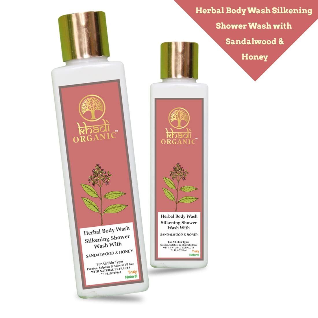 Organic Sandalwood & Honey Herbal Body Wash - 100% Natural, Paraben-Free for Glowing Skin (210ml) | Hydrating & Refreshing Bath Gel for Dry & Sensitive Skin - Perfect for Daily Shower & Spa Relaxation