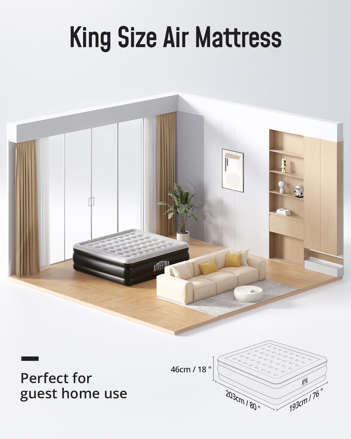 **Airefina King Size Air Mattress with Built-in Pump - 18