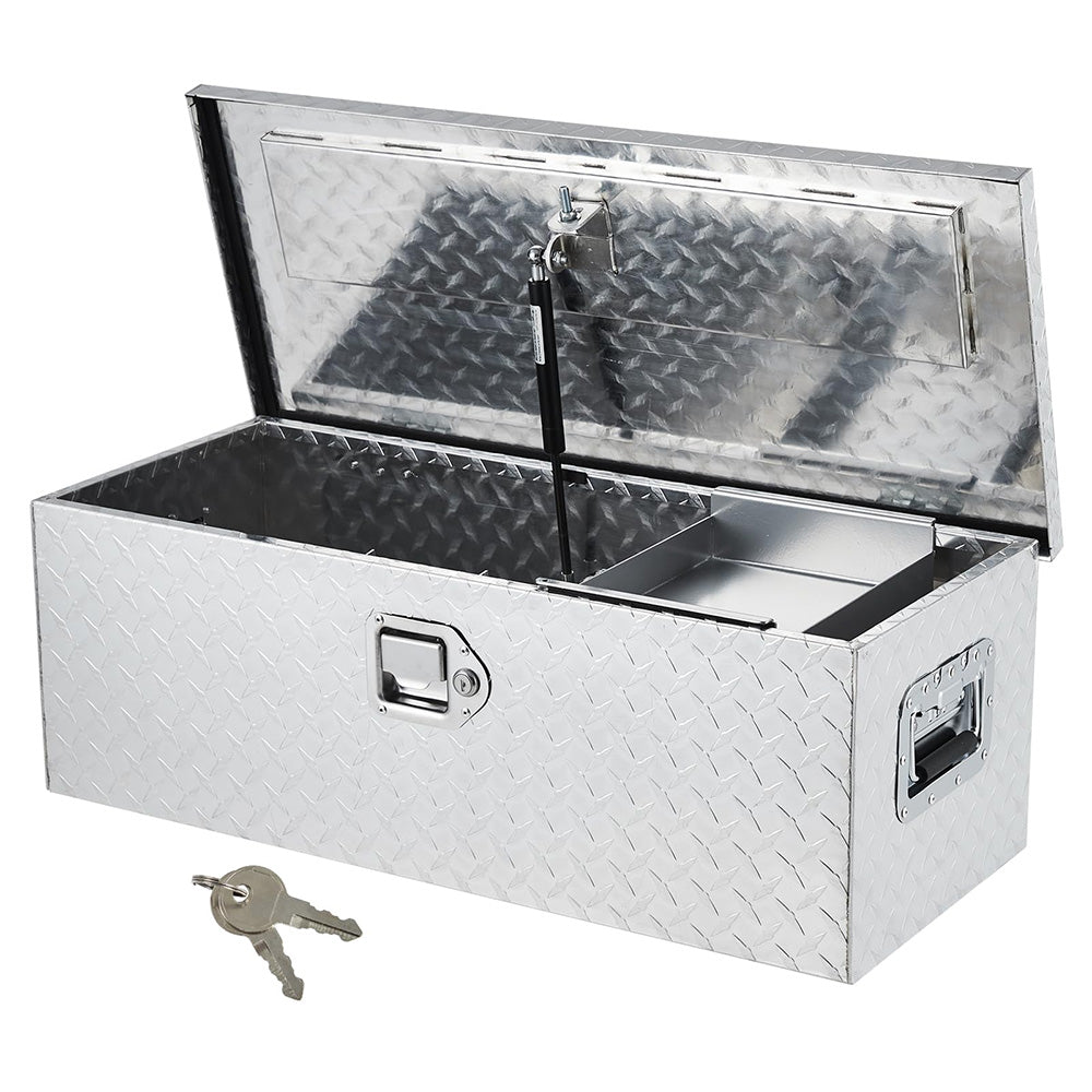GARVEE 30 Inch Aluminum Truck Tool Box with Security Lock - Heavy Duty Waterproof Storage Chest for Pickup Trucks, RVs & Trailers - Organize Tools & Equipment (Silver) - Perfect for Construction, Camping & Outdoor Work