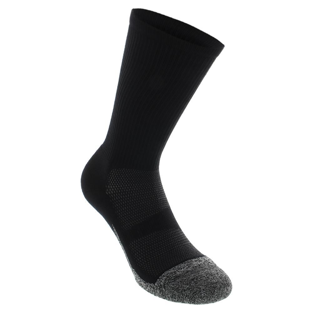 Elite Light Cushion Mini Crew Tennis Socks for Women & Men - Breathable Athletic Socks for Running, Workout, Gym & Sports - Black Performance Socks
