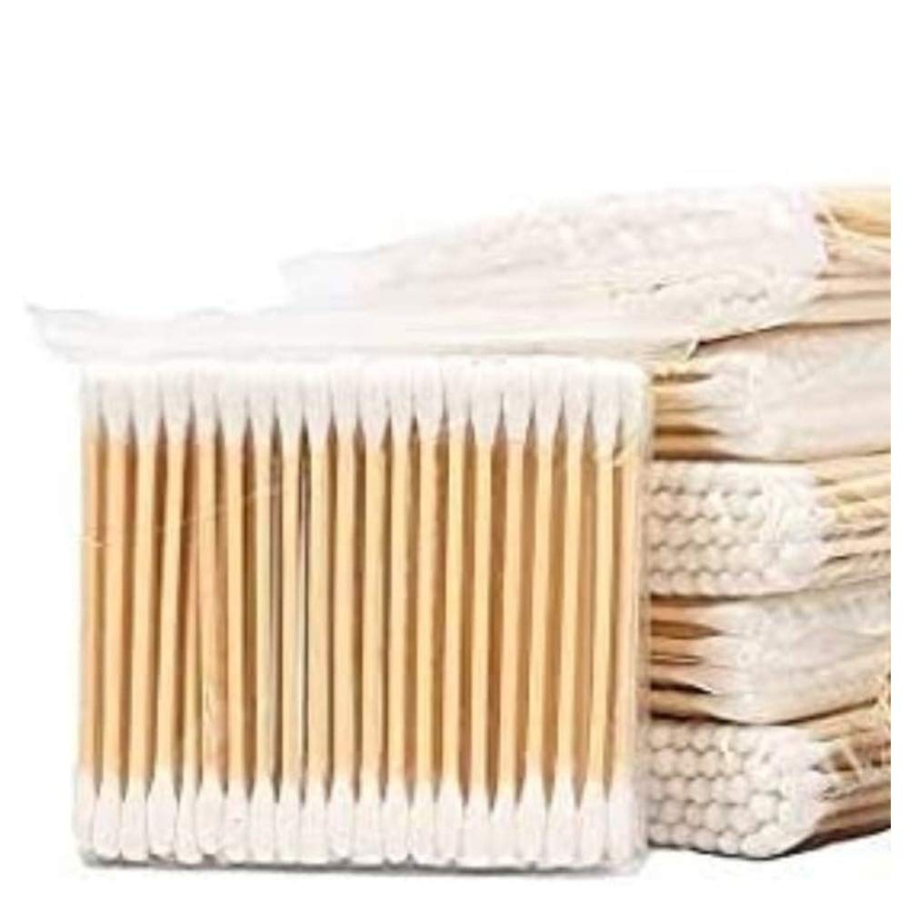 Eco-Friendly Biodegradable Wooden Cotton Swabs - 500 Count (5 Packs) | Gentle Ear Cleaning, Makeup Application & Crafting | Sustainable Personal Care & Beauty Essentials