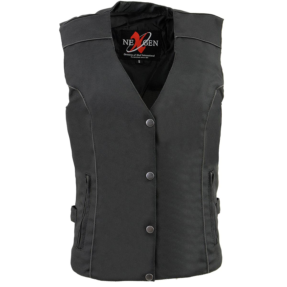 Milwaukee Leather SH1955 Women's Black Textile Vest with Wing Embroidery - Stylish Motorcycle Riding Gear for Ladies, Perfect for Biking & Outdoor Adventures