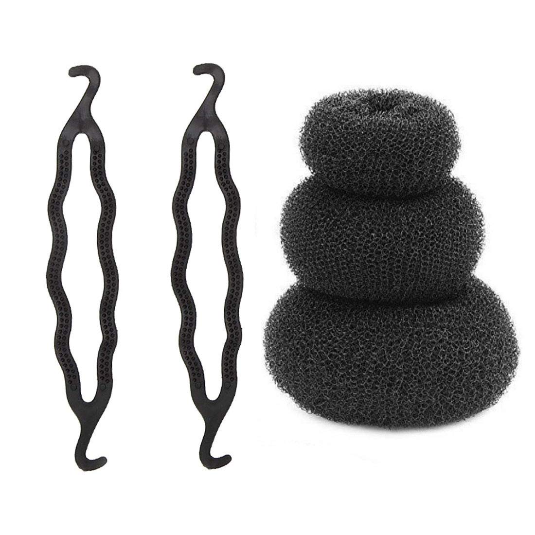 VinsBond 3-Piece Donut Bun Maker & 2 Styling Clips Set - Hair Donut for Women & Girls - Perfect for Updos, Ponytails & Special Occasions