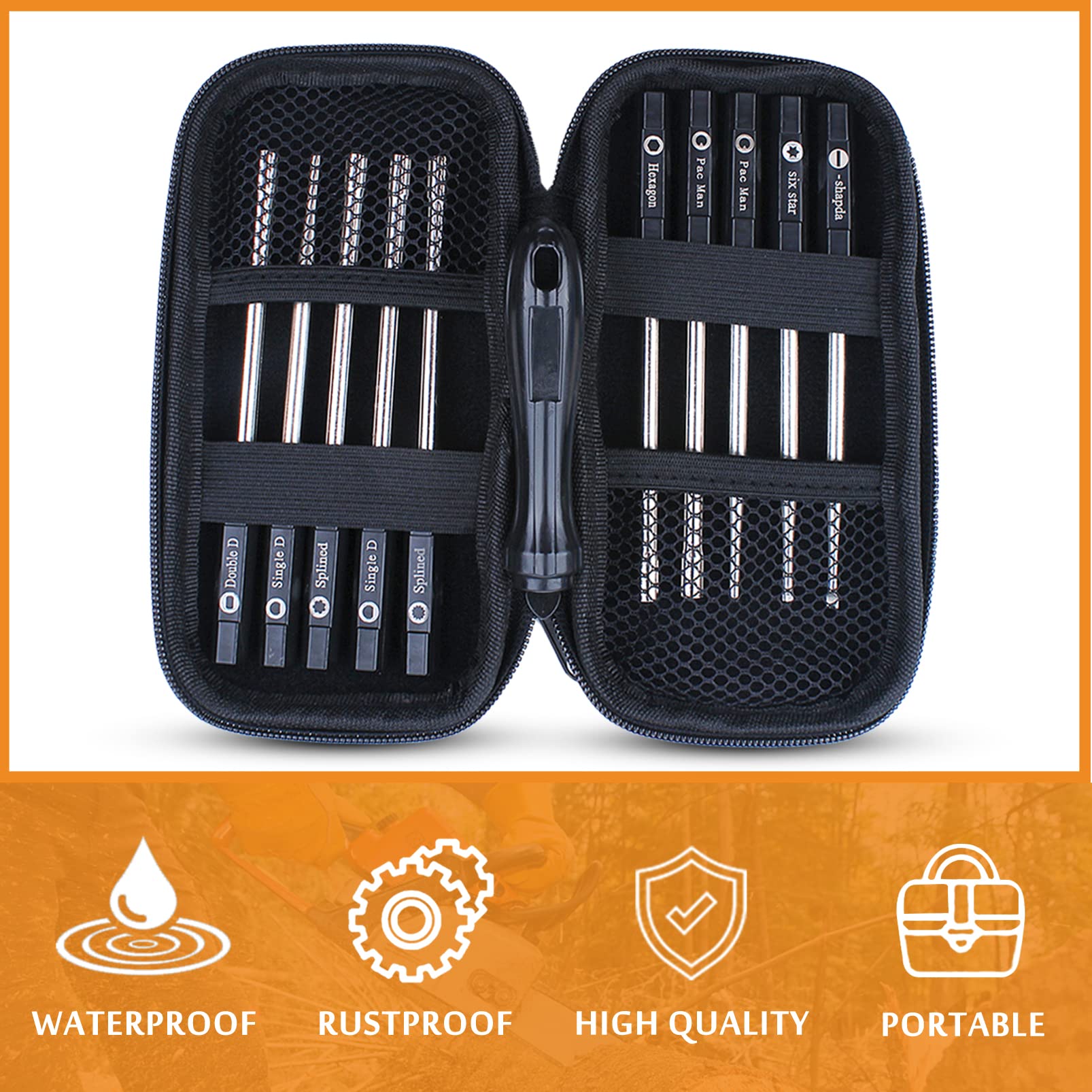 Haishine 10Pcs Carburetor Adjustment Screwdriver Tool Set - Splined, Pacman & Double D Bits for Stihl, Husqvarna, Zama, Walbro Chainsaws - Perfect for Carb Tuning, Maintenance & Repair