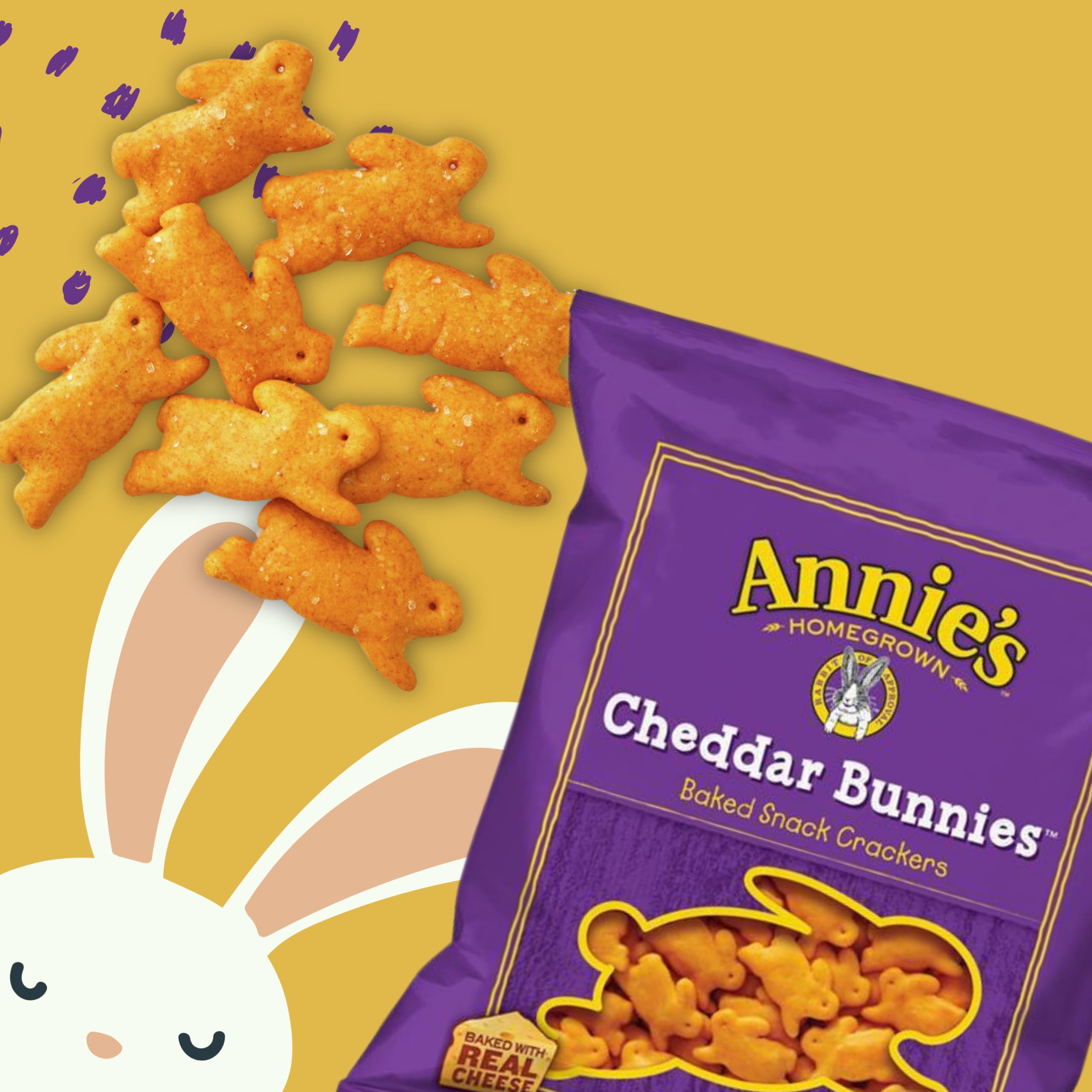 Organic Annie's Cheddar Bunny Crackers Variety Pack - 36 Count | USDA Certified Organic, Baked Snacks | No Artificial Colors or Preservatives | Perfect for Kids Lunchboxes, Birthday Parties & Healthy Snacking