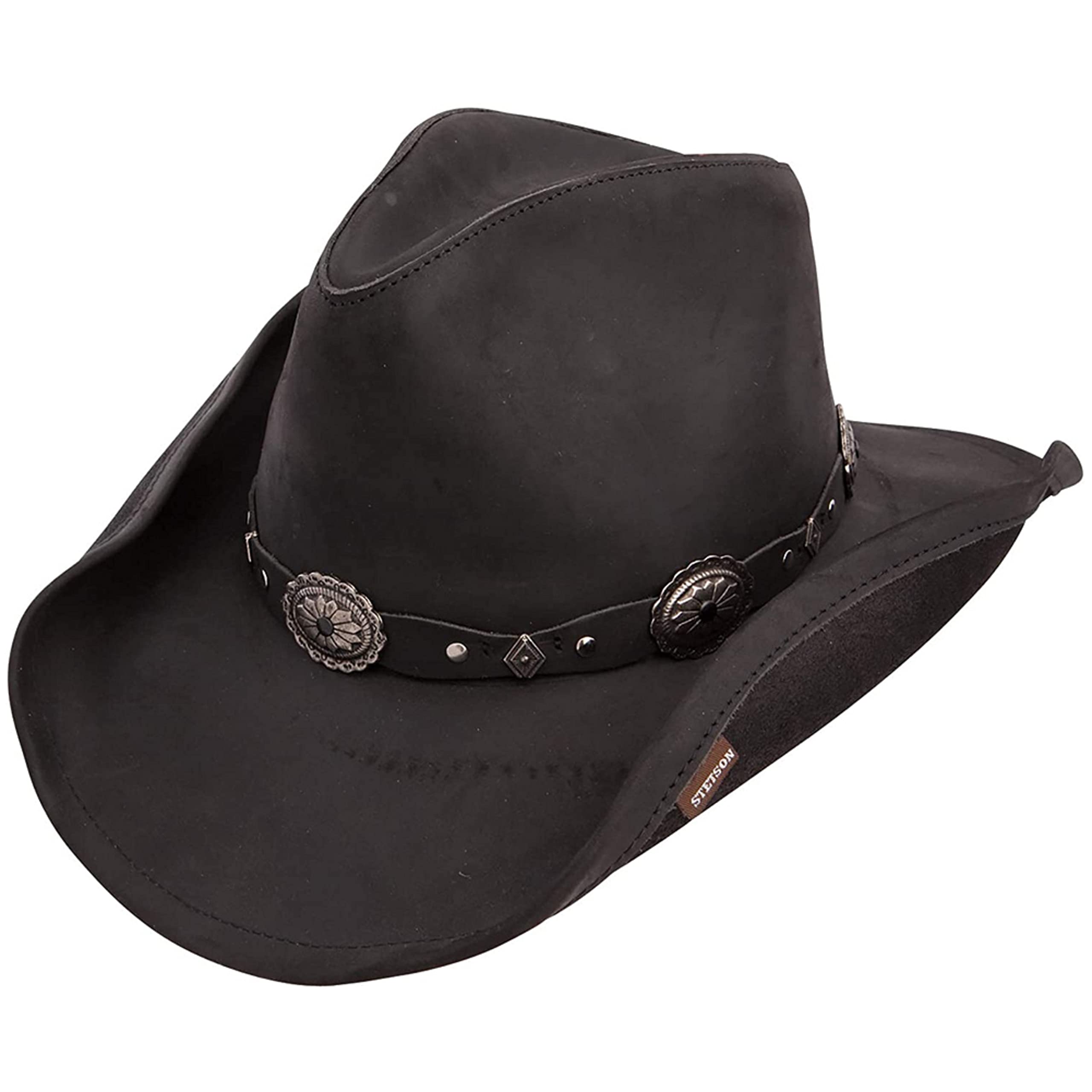 Stetson Roxbury Shapeable Leather Cowboy Hat for Men - Genuine Leather Western Style Hat for Rodeo, Country Music Festivals & Outdoor Adventures
