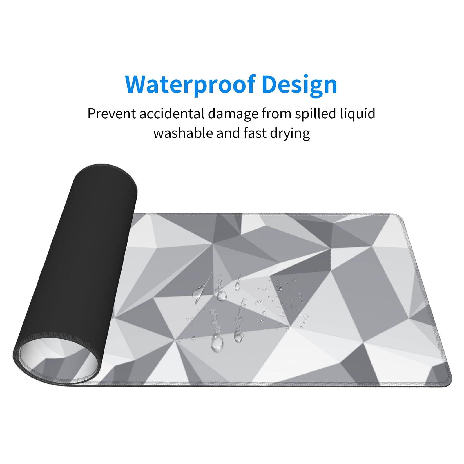 Premium Large XL Gaming Mouse Pad - Non-Slip Gray Geometric Design Extended Desk Mat for PC, Laptop & Office Work | Perfect for Gamers, Programmers & Home Office Decor Accessories